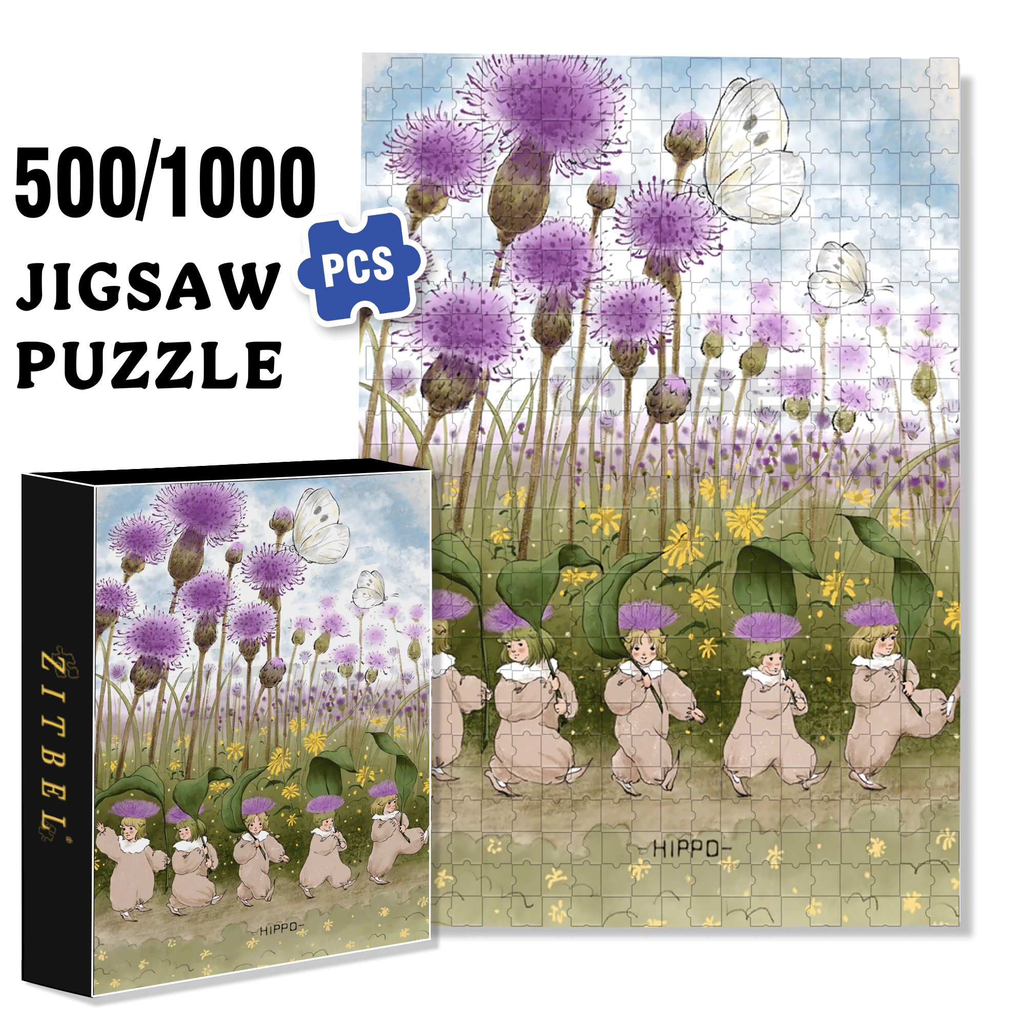 Flower Fairies 500pcs/1000pcs Jigsaw Puzzle, Scratch-Resistant, Interactive Family Game & Brain-Boosting DIY Decor, Perfect for Halloween, Christmas & New Year Gifts, Family Puzzle Game