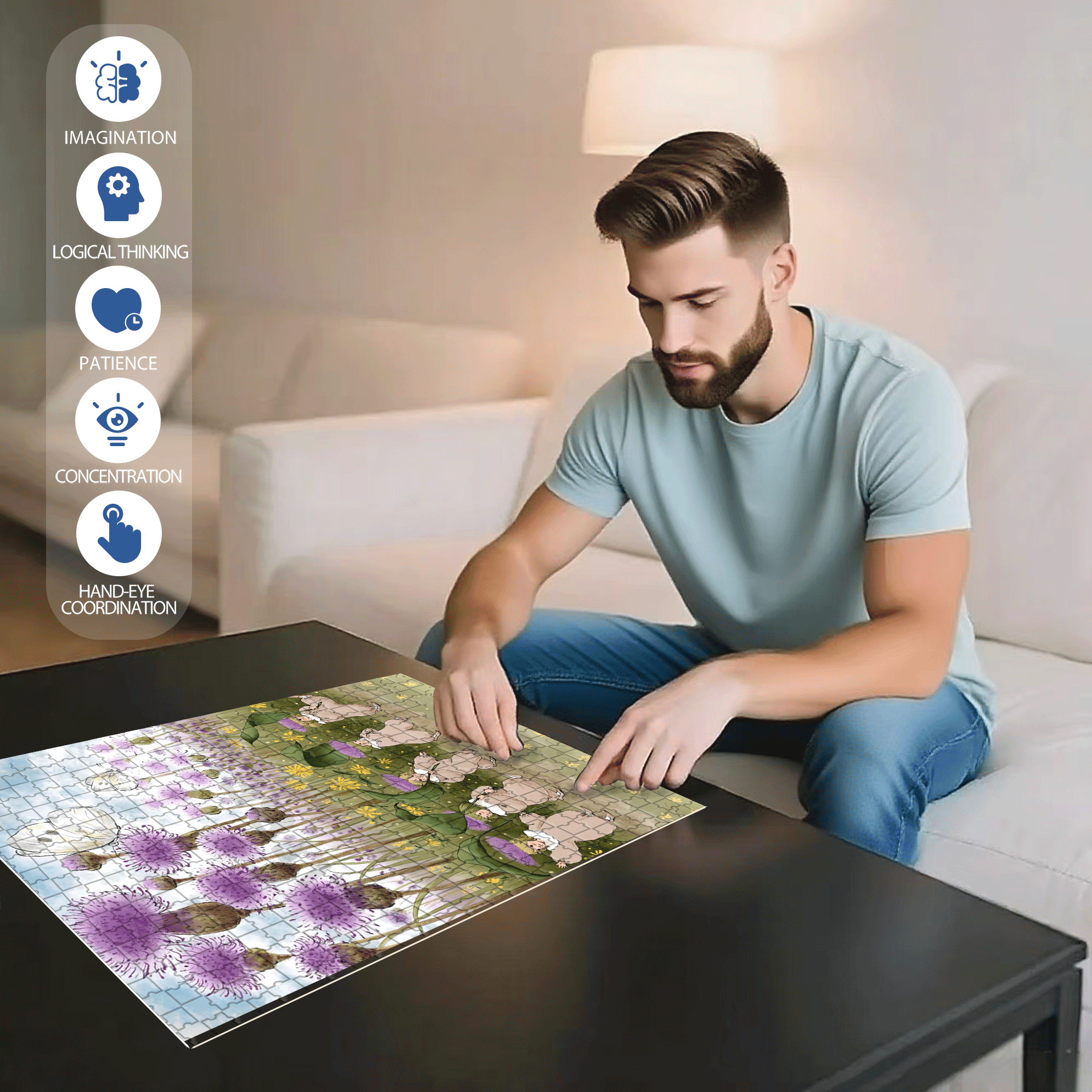 Flower Fairies 500pcs/1000pcs Jigsaw Puzzle, Scratch-Resistant, Interactive Family Game & Brain-Boosting DIY Decor, Perfect for Halloween, Christmas & New Year Gifts, Family Puzzle Game
