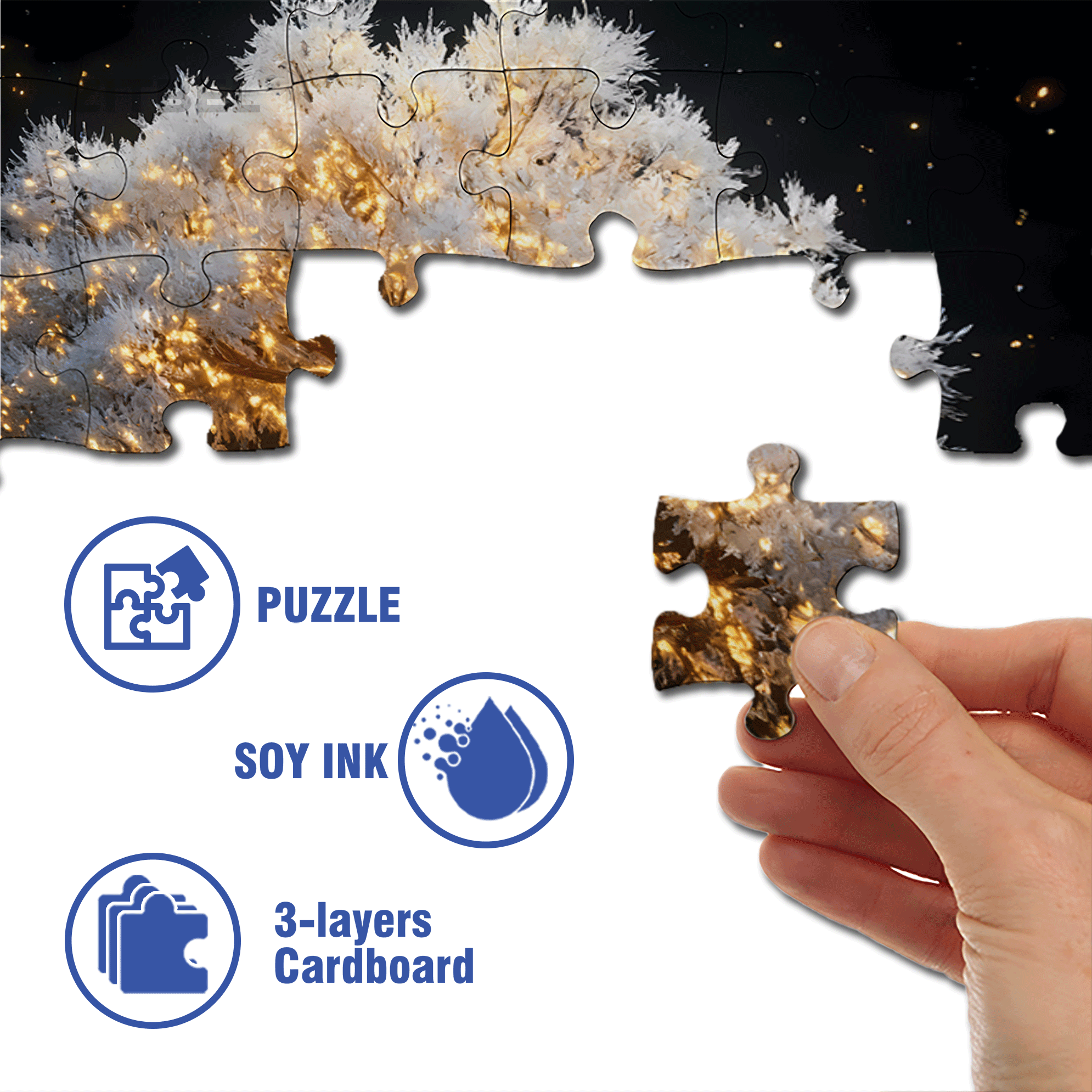 Glowing Illuminated Tree 500pcs/1000pcs Jigsaw Puzzle, Scratch-Resistant, Interactive Family Game & Brain-Boosting DIY Decor, Perfect for Halloween, Christmas & New Year Gifts, Family Puzzle Game