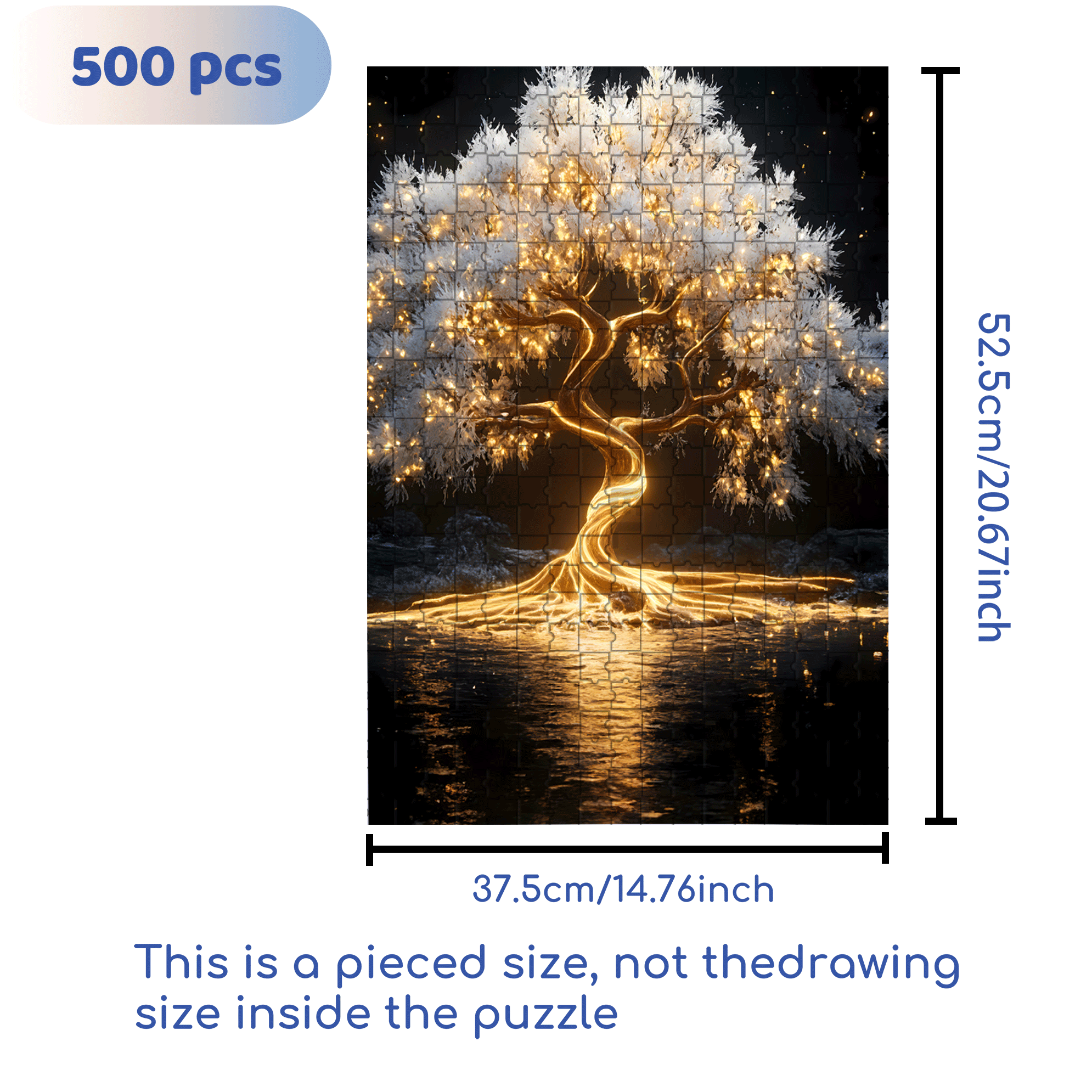 Glowing Illuminated Tree 500pcs/1000pcs Jigsaw Puzzle, Scratch-Resistant, Interactive Family Game & Brain-Boosting DIY Decor, Perfect for Halloween, Christmas & New Year Gifts, Family Puzzle Game