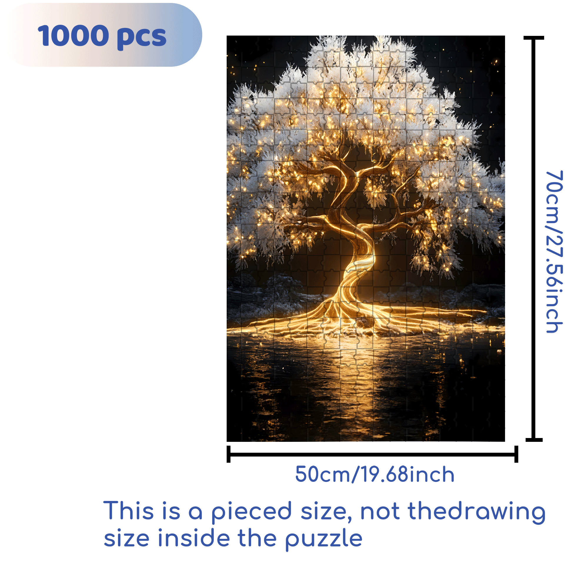Glowing Illuminated Tree 500pcs/1000pcs Jigsaw Puzzle, Scratch-Resistant, Interactive Family Game & Brain-Boosting DIY Decor, Perfect for Halloween, Christmas & New Year Gifts, Family Puzzle Game