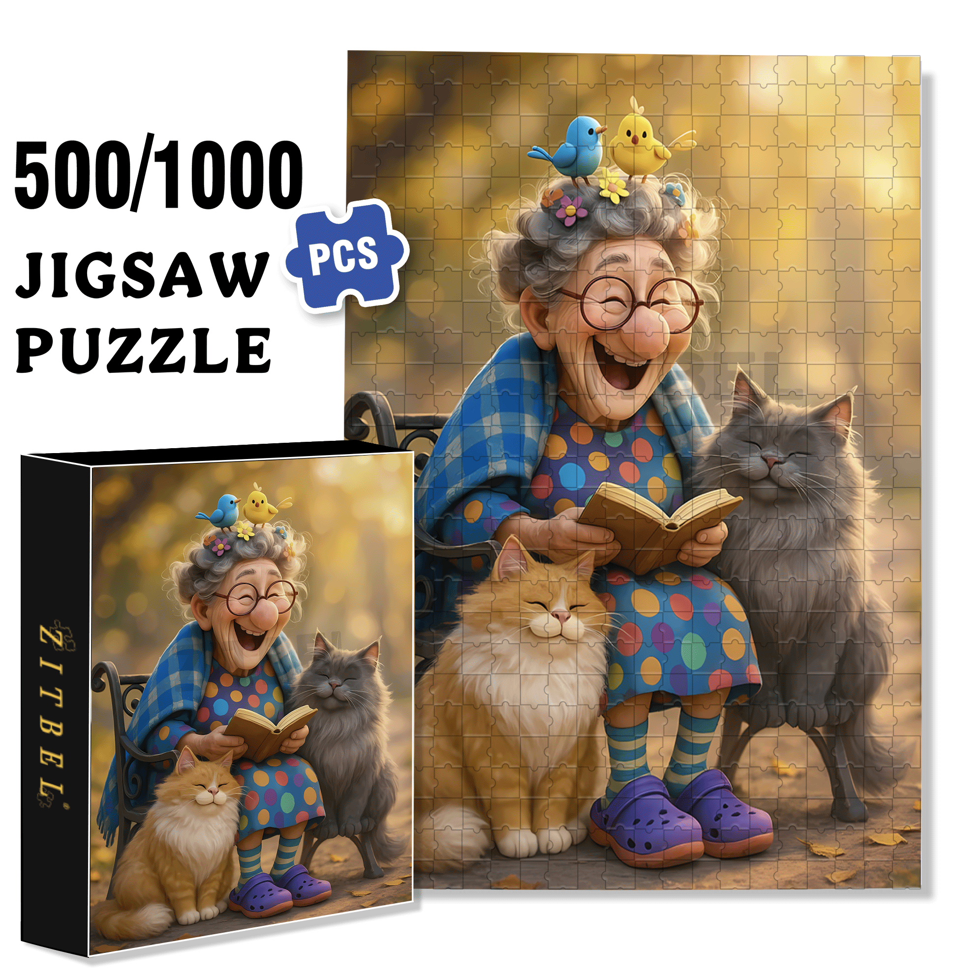 Grandma Tells Stories 500pcs/1000pcs Jigsaw Puzzle, Scratch-Resistant, Interactive Family Game & Brain-Boosting DIY Decor, Perfect for Halloween, Christmas & New Year Gifts, Family Puzzle Game