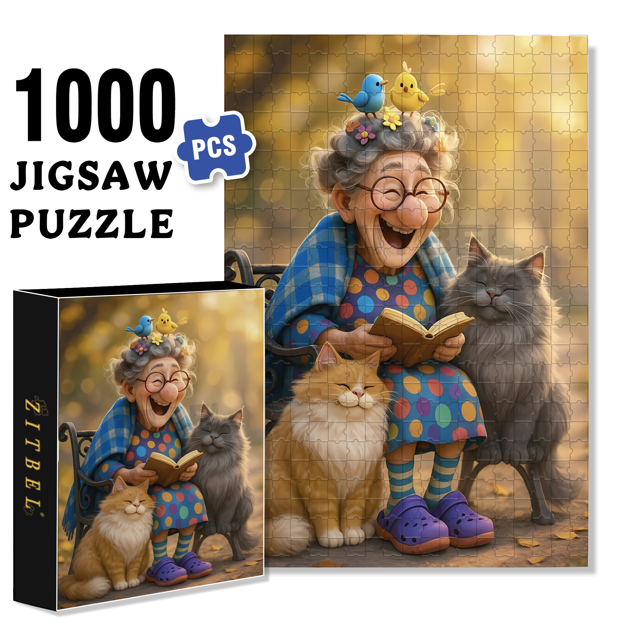 Grandma Tells Stories 500pcs/1000pcs Jigsaw Puzzle, Scratch-Resistant, Interactive Family Game & Brain-Boosting DIY Decor, Perfect for Halloween, Christmas & New Year Gifts, Family Puzzle Game