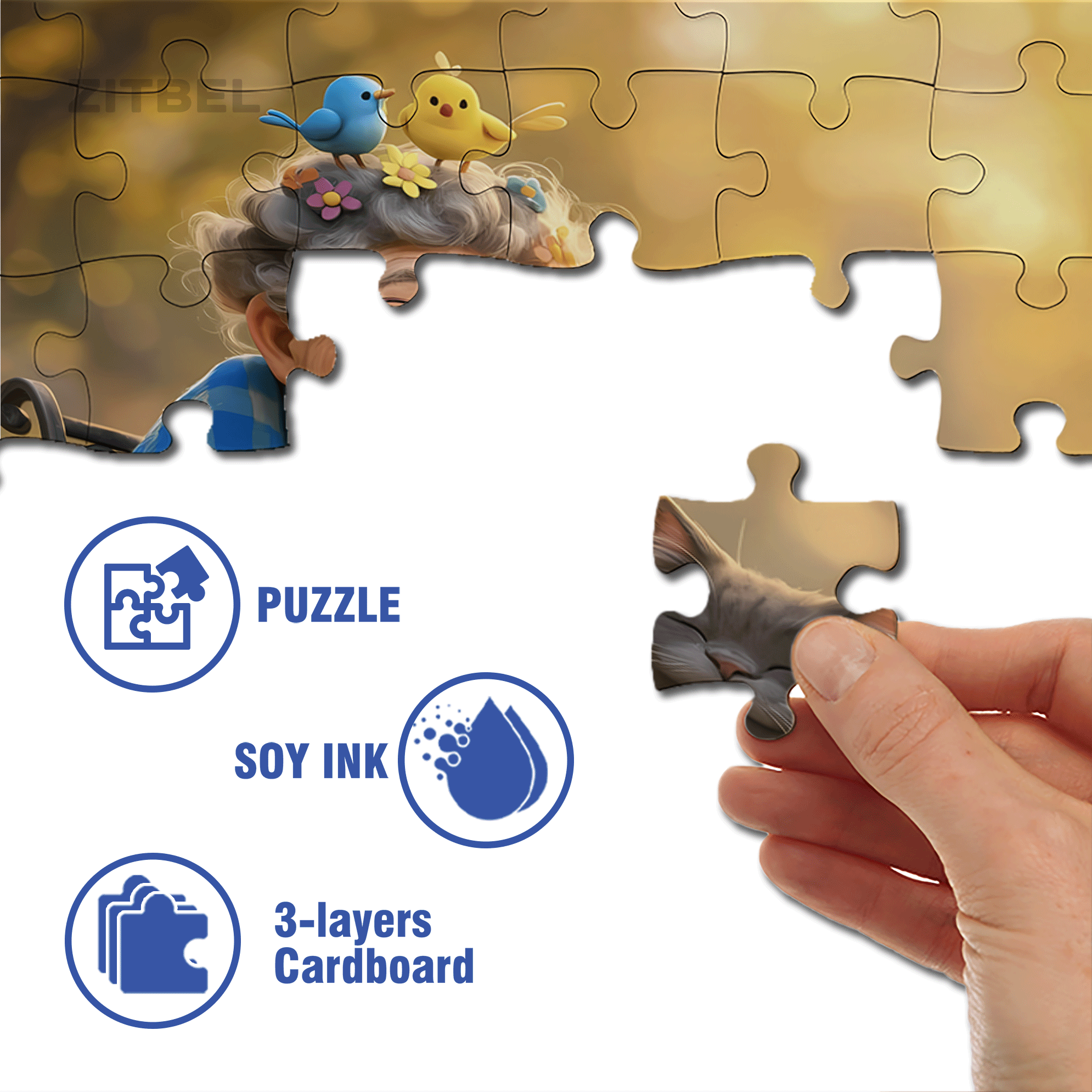 Grandma Tells Stories 500pcs/1000pcs Jigsaw Puzzle, Scratch-Resistant, Interactive Family Game & Brain-Boosting DIY Decor, Perfect for Halloween, Christmas & New Year Gifts, Family Puzzle Game