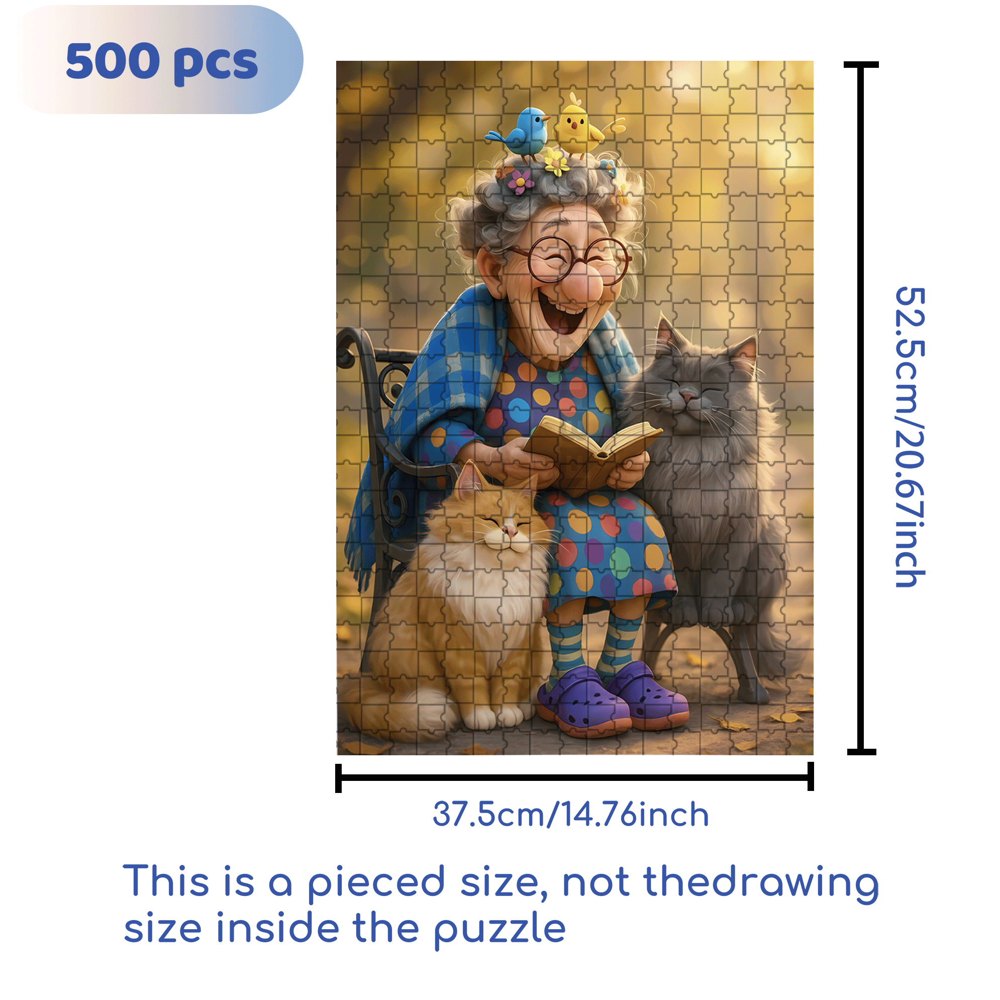 Grandma Tells Stories 500pcs/1000pcs Jigsaw Puzzle, Scratch-Resistant, Interactive Family Game & Brain-Boosting DIY Decor, Perfect for Halloween, Christmas & New Year Gifts, Family Puzzle Game
