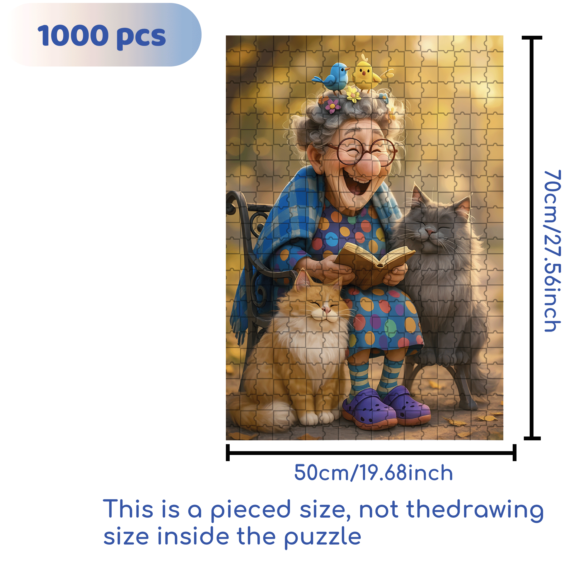 Grandma Tells Stories 500pcs/1000pcs Jigsaw Puzzle, Scratch-Resistant, Interactive Family Game & Brain-Boosting DIY Decor, Perfect for Halloween, Christmas & New Year Gifts, Family Puzzle Game