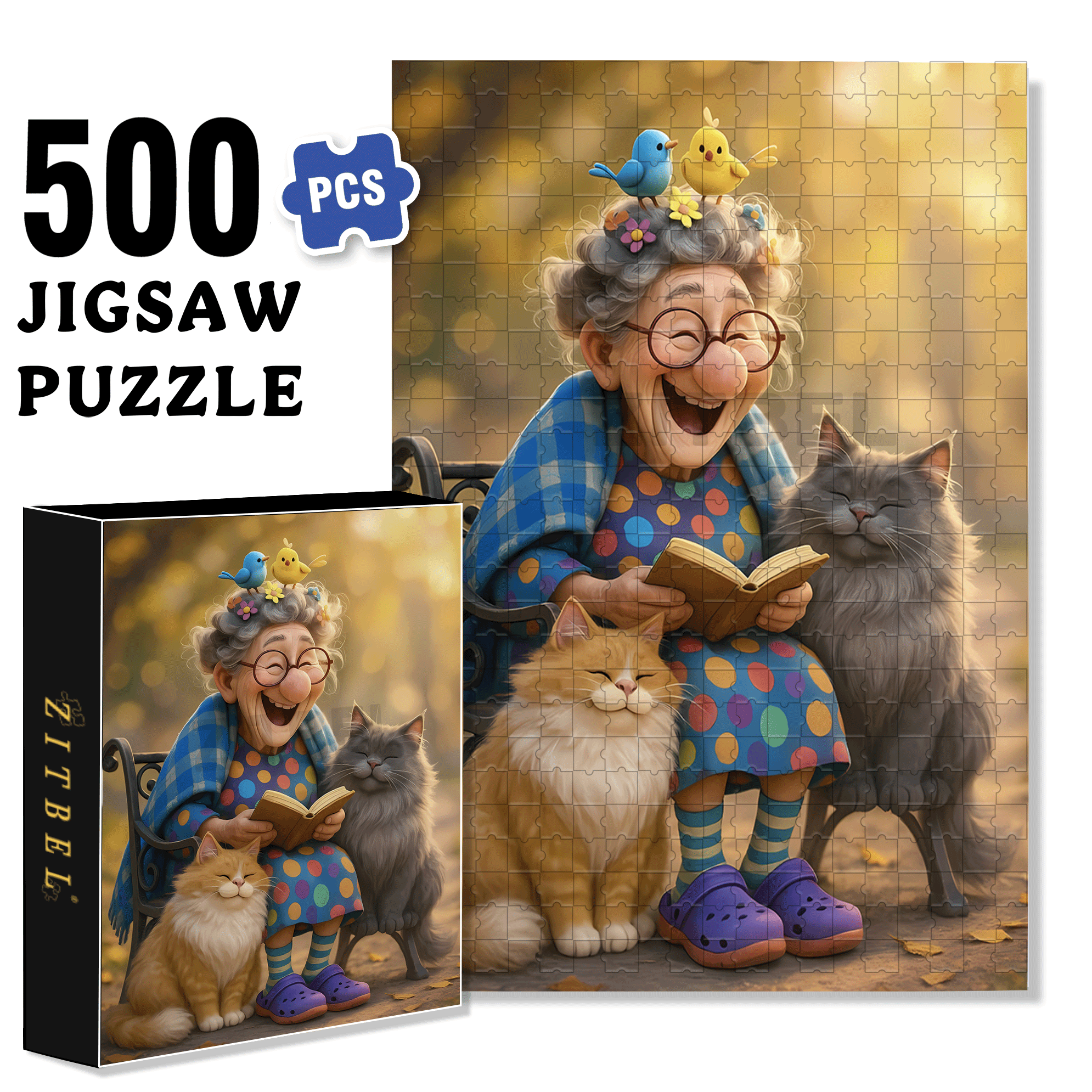 Grandma Tells Stories 500pcs/1000pcs Jigsaw Puzzle, Scratch-Resistant, Interactive Family Game & Brain-Boosting DIY Decor, Perfect for Halloween, Christmas & New Year Gifts, Family Puzzle Game