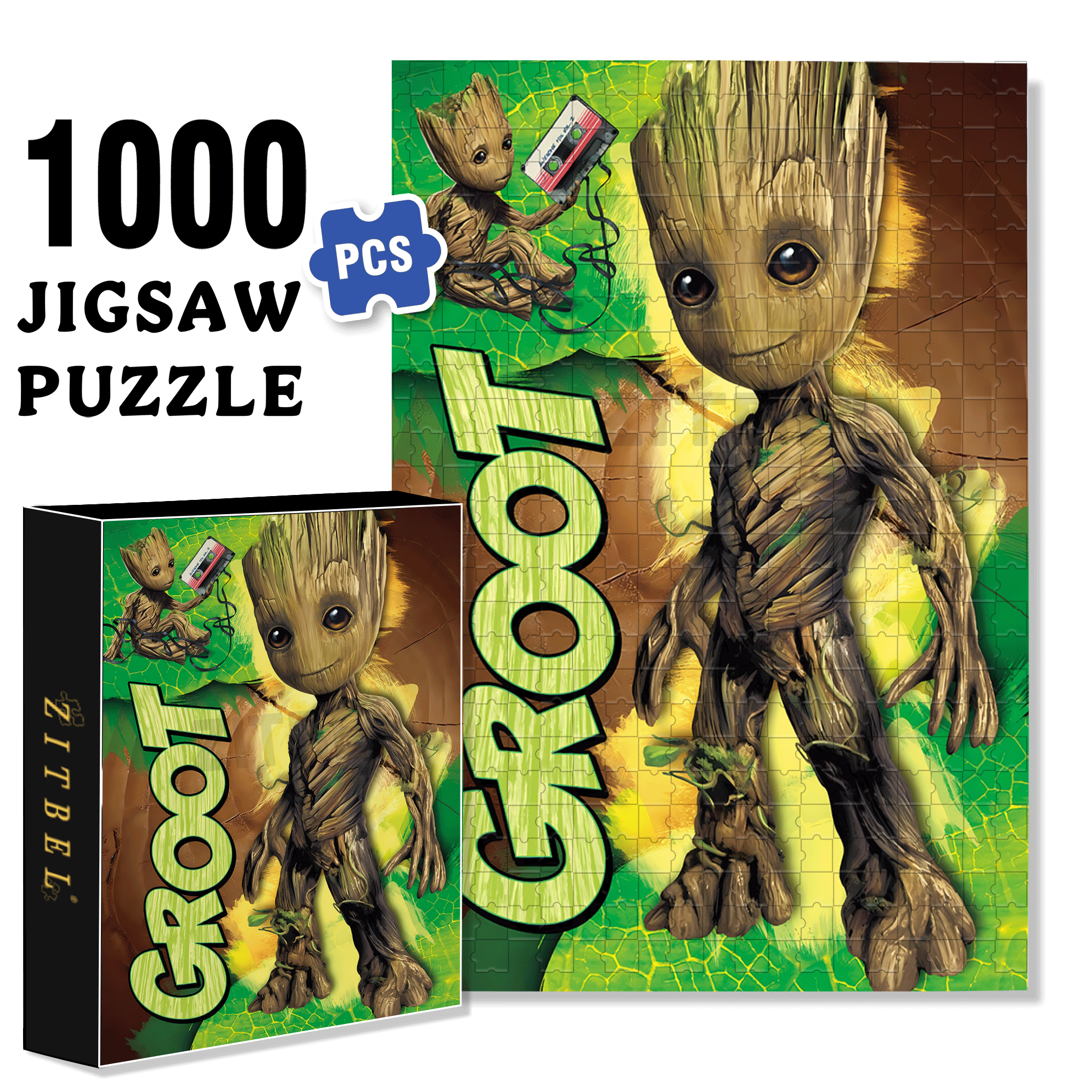 Groot Wall Poster 500pcs/1000pcs Jigsaw Puzzle, Scratch-Resistant, Interactive Family Game & Brain-Boosting DIY Decor, Perfect for Halloween, Christmas & New Year Gifts, Family Puzzle Game