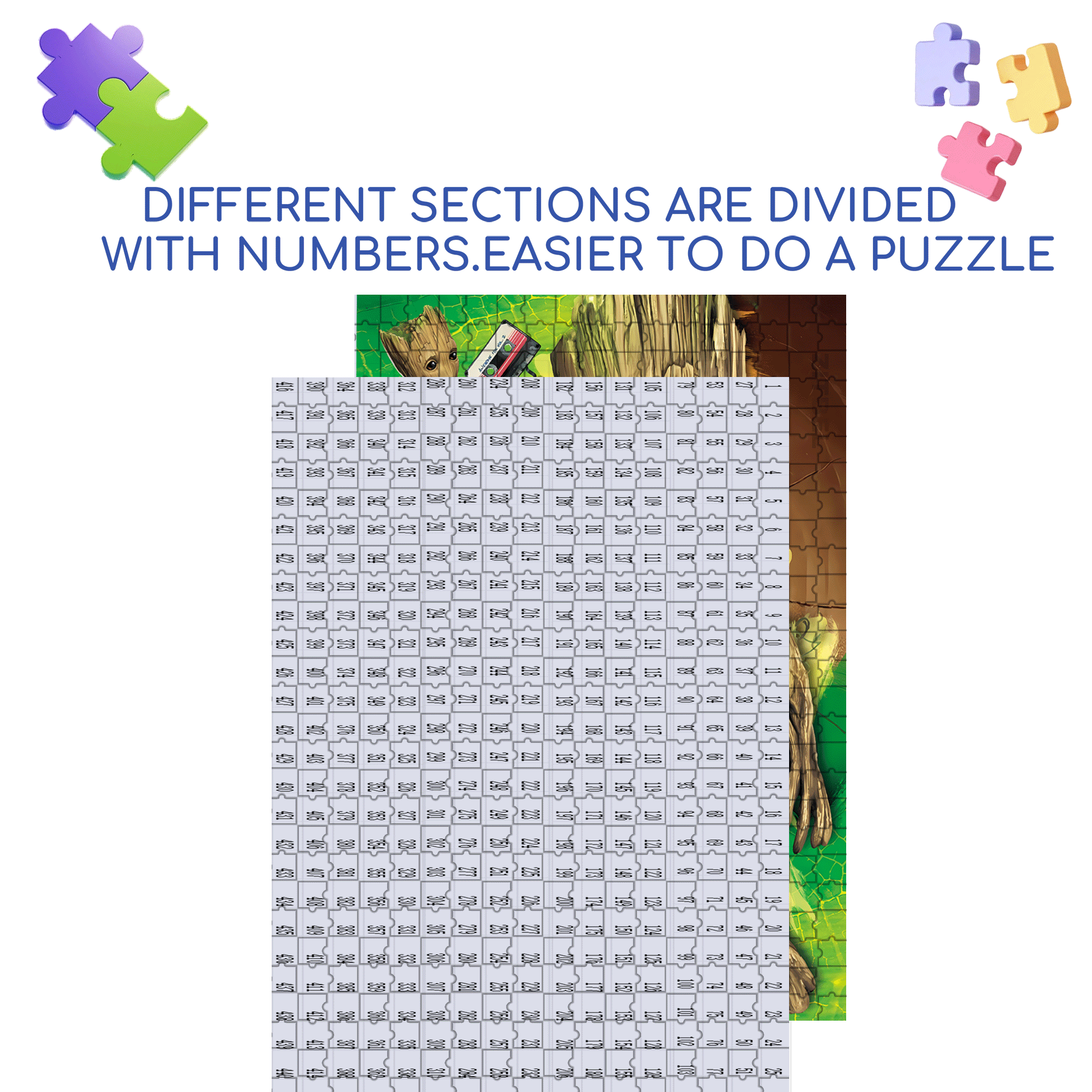 Groot Wall Poster 500pcs/1000pcs Jigsaw Puzzle, Scratch-Resistant, Interactive Family Game & Brain-Boosting DIY Decor, Perfect for Halloween, Christmas & New Year Gifts, Family Puzzle Game