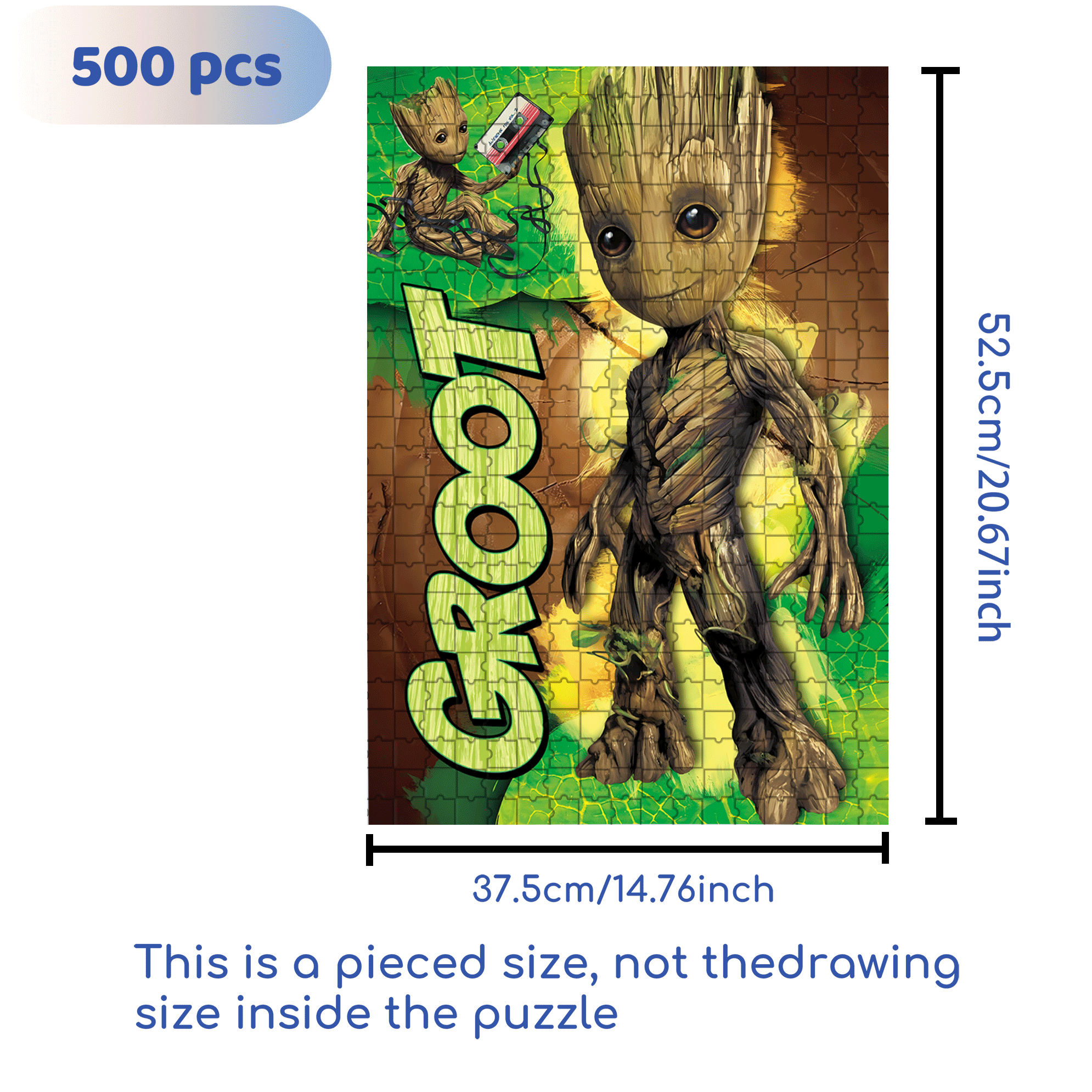 Groot Wall Poster 500pcs/1000pcs Jigsaw Puzzle, Scratch-Resistant, Interactive Family Game & Brain-Boosting DIY Decor, Perfect for Halloween, Christmas & New Year Gifts, Family Puzzle Game