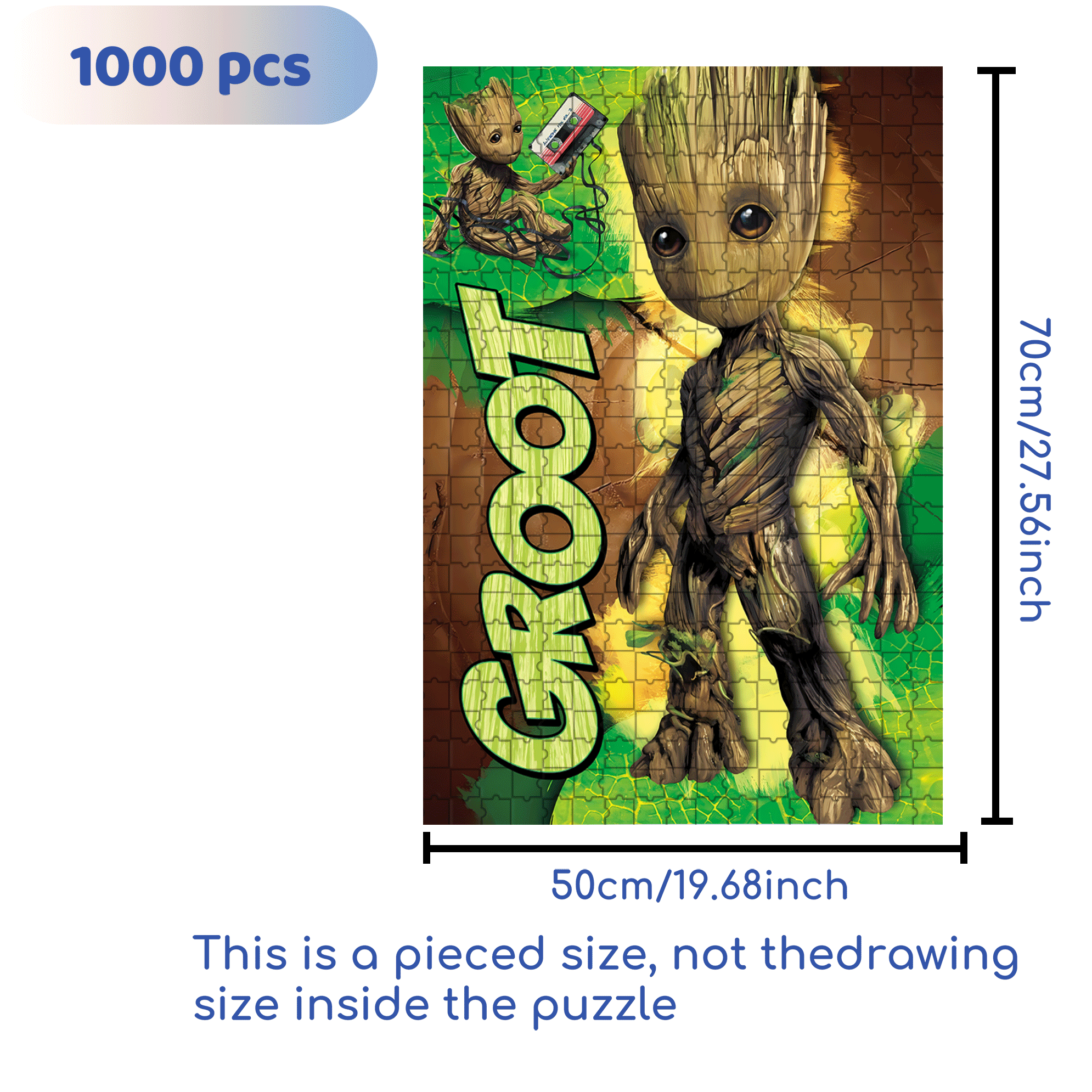 Groot Wall Poster 500pcs/1000pcs Jigsaw Puzzle, Scratch-Resistant, Interactive Family Game & Brain-Boosting DIY Decor, Perfect for Halloween, Christmas & New Year Gifts, Family Puzzle Game