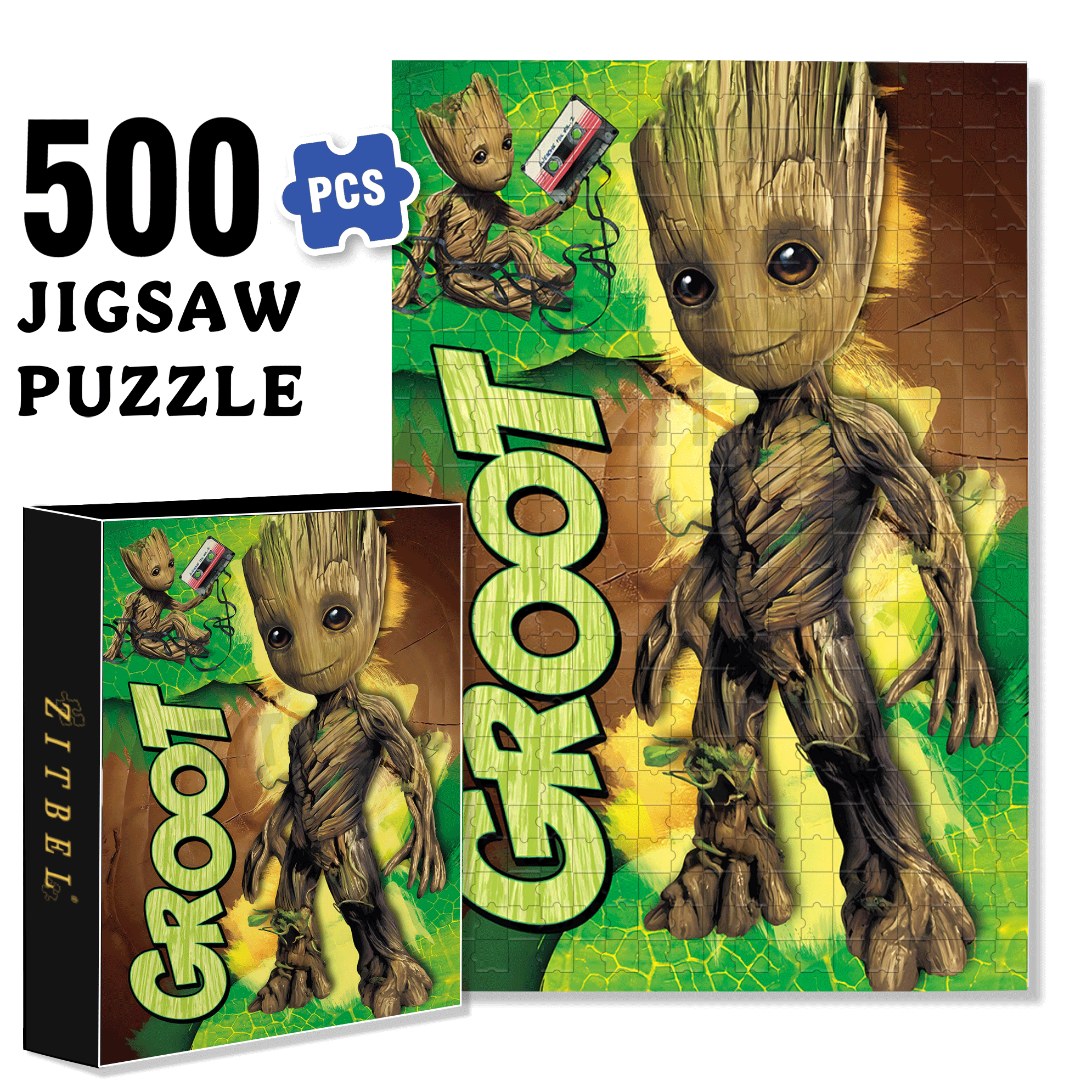 Groot Wall Poster 500pcs/1000pcs Jigsaw Puzzle, Scratch-Resistant, Interactive Family Game & Brain-Boosting DIY Decor, Perfect for Halloween, Christmas & New Year Gifts, Family Puzzle Game