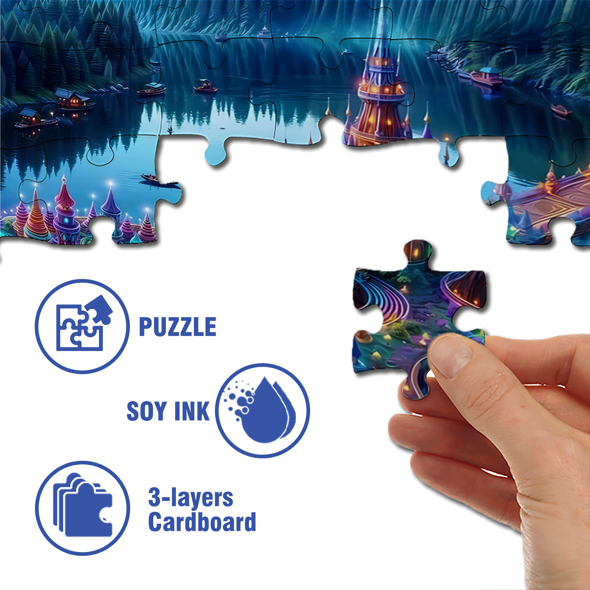 Guitar City 500pcs/1000pcs Jigsaw Puzzle, Scratch-Resistant, Interactive Family Game & Brain-Boosting DIY Decor, Perfect for Halloween, Christmas & New Year Gifts, Family Puzzle Game
