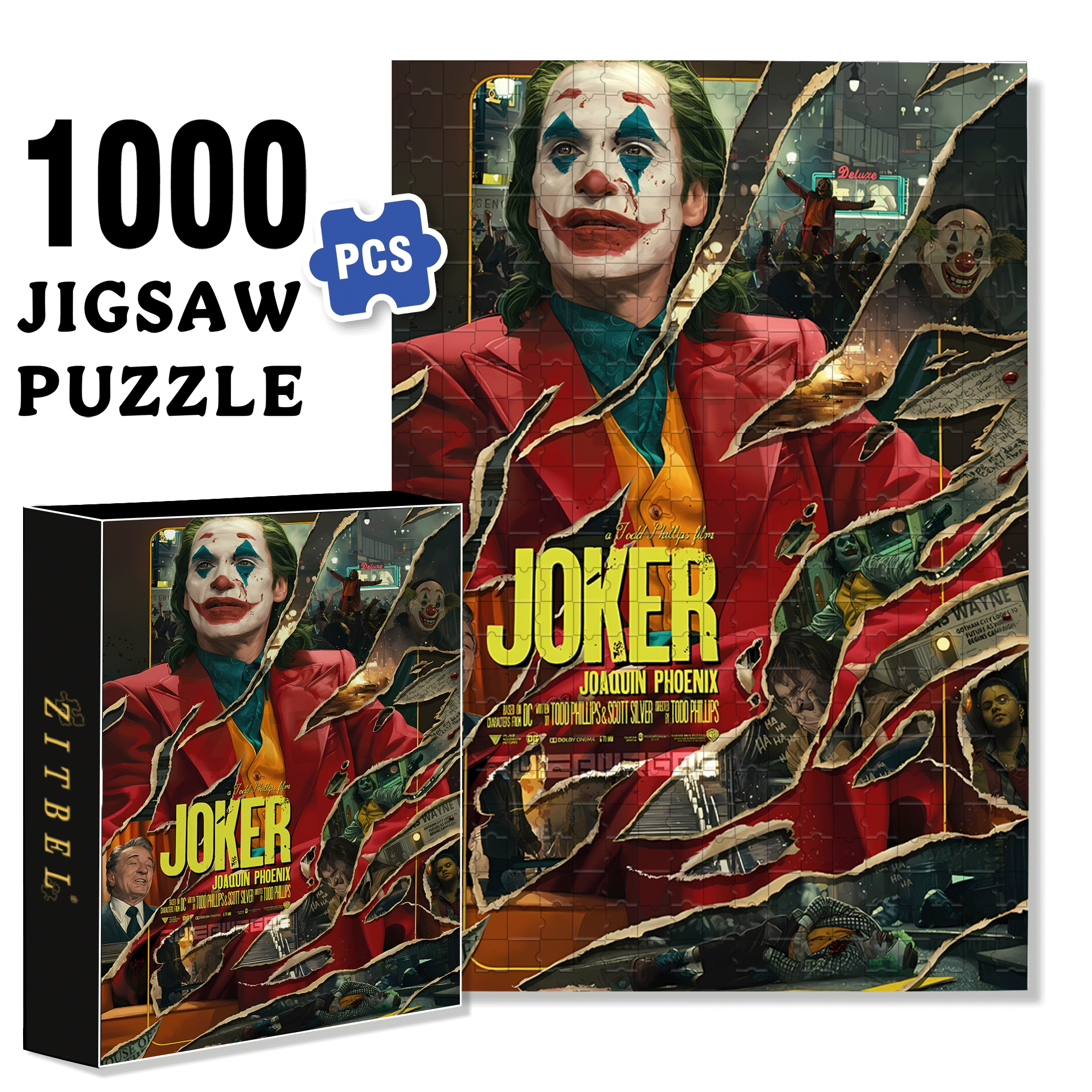 Joker Wall Poster 500pcs/1000pcs Jigsaw Puzzle, Scratch-Resistant, Interactive Family Game & Brain-Boosting DIY Decor, Perfect for Halloween, Christmas & New Year Gifts, Family Puzzle Game