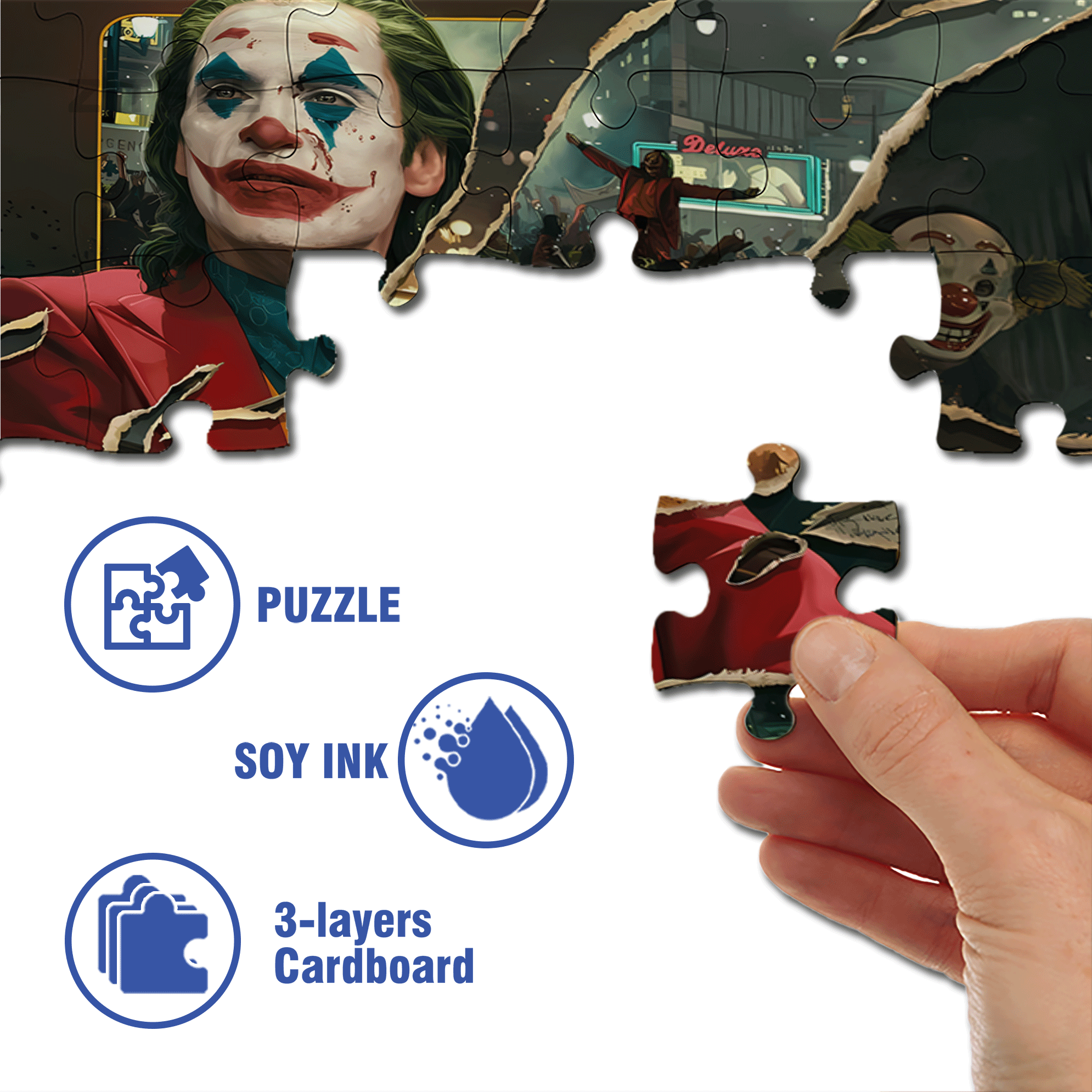 Joker Wall Poster 500pcs/1000pcs Jigsaw Puzzle, Scratch-Resistant, Interactive Family Game & Brain-Boosting DIY Decor, Perfect for Halloween, Christmas & New Year Gifts, Family Puzzle Game