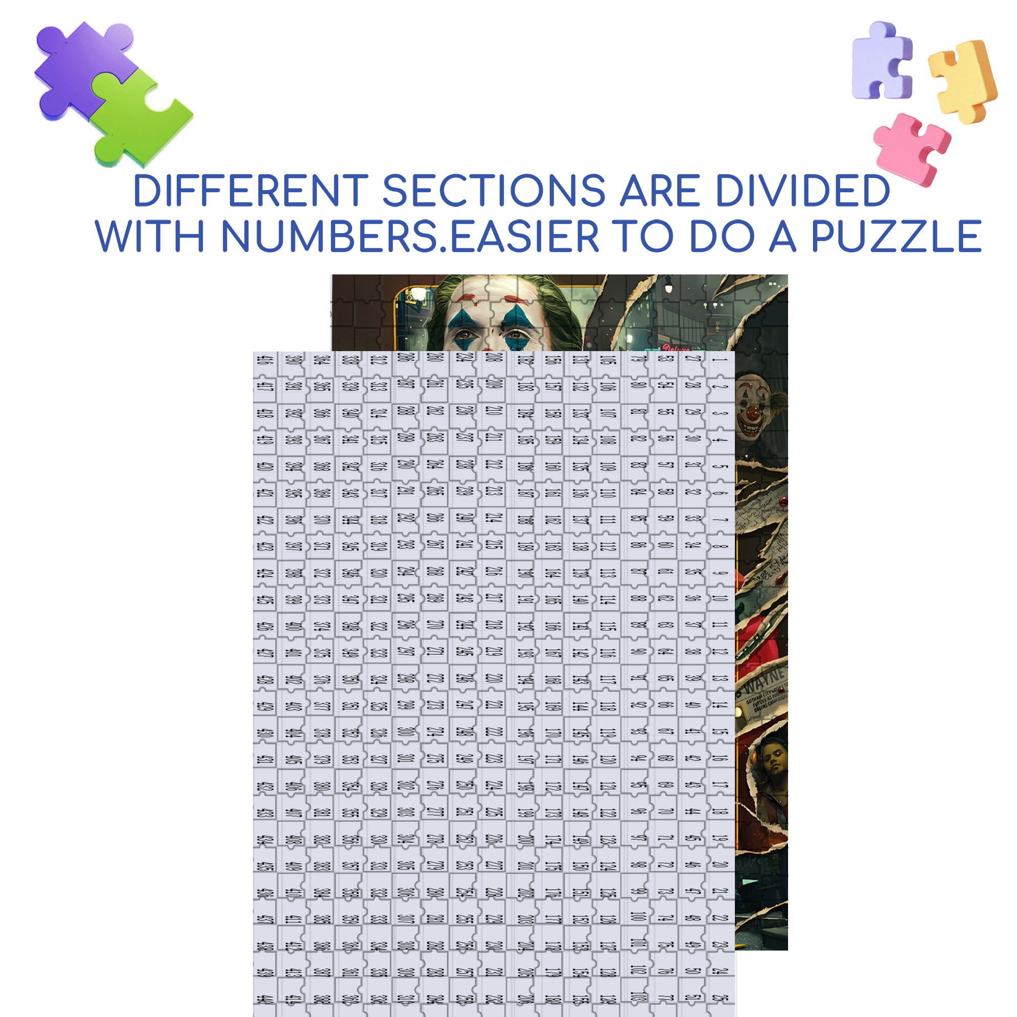 Joker Wall Poster 500pcs/1000pcs Jigsaw Puzzle, Scratch-Resistant, Interactive Family Game & Brain-Boosting DIY Decor, Perfect for Halloween, Christmas & New Year Gifts, Family Puzzle Game