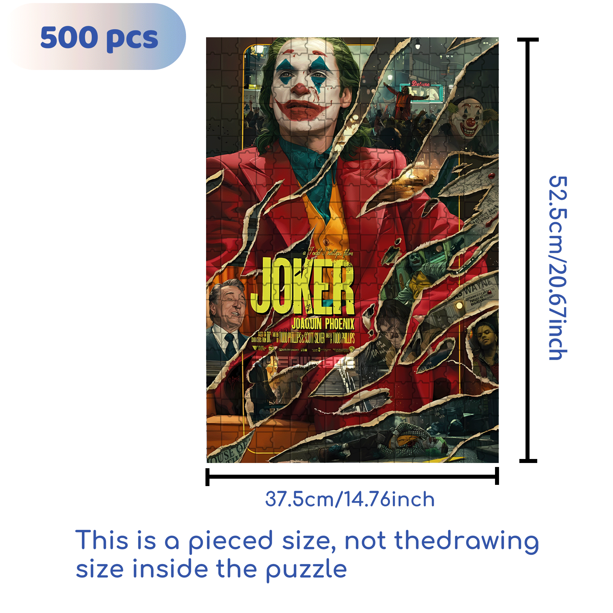 Joker Wall Poster 500pcs/1000pcs Jigsaw Puzzle, Scratch-Resistant, Interactive Family Game & Brain-Boosting DIY Decor, Perfect for Halloween, Christmas & New Year Gifts, Family Puzzle Game