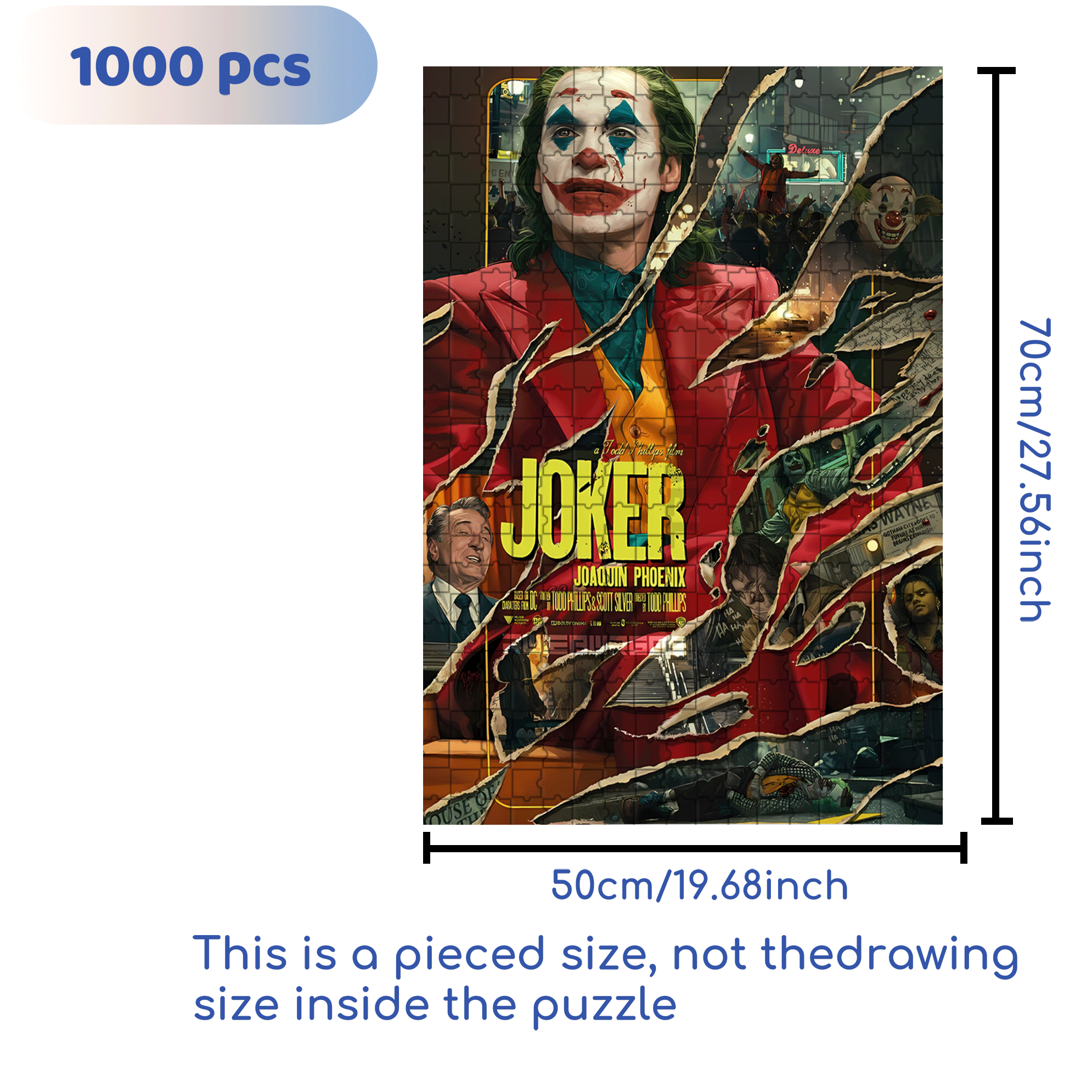 Joker Wall Poster 500pcs/1000pcs Jigsaw Puzzle, Scratch-Resistant, Interactive Family Game & Brain-Boosting DIY Decor, Perfect for Halloween, Christmas & New Year Gifts, Family Puzzle Game