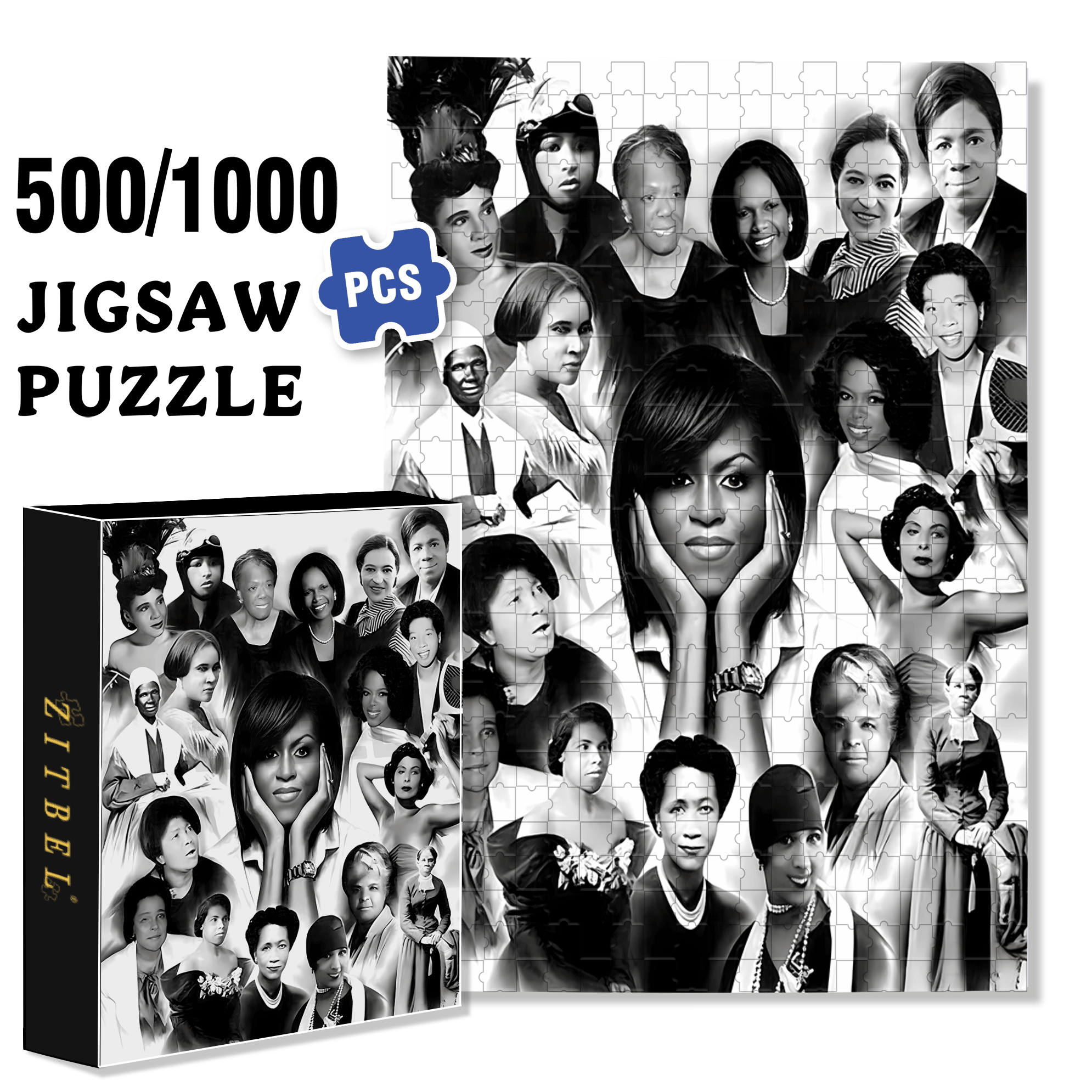 Pay Tribute to Outstanding Women 500pcs/1000pcs Jigsaw Puzzle, Scratch-Resistant, Interactive Family Game & Brain-Boosting DIY Decor, Perfect for Halloween, Christmas & New Year Gifts, Family Puzzle Game