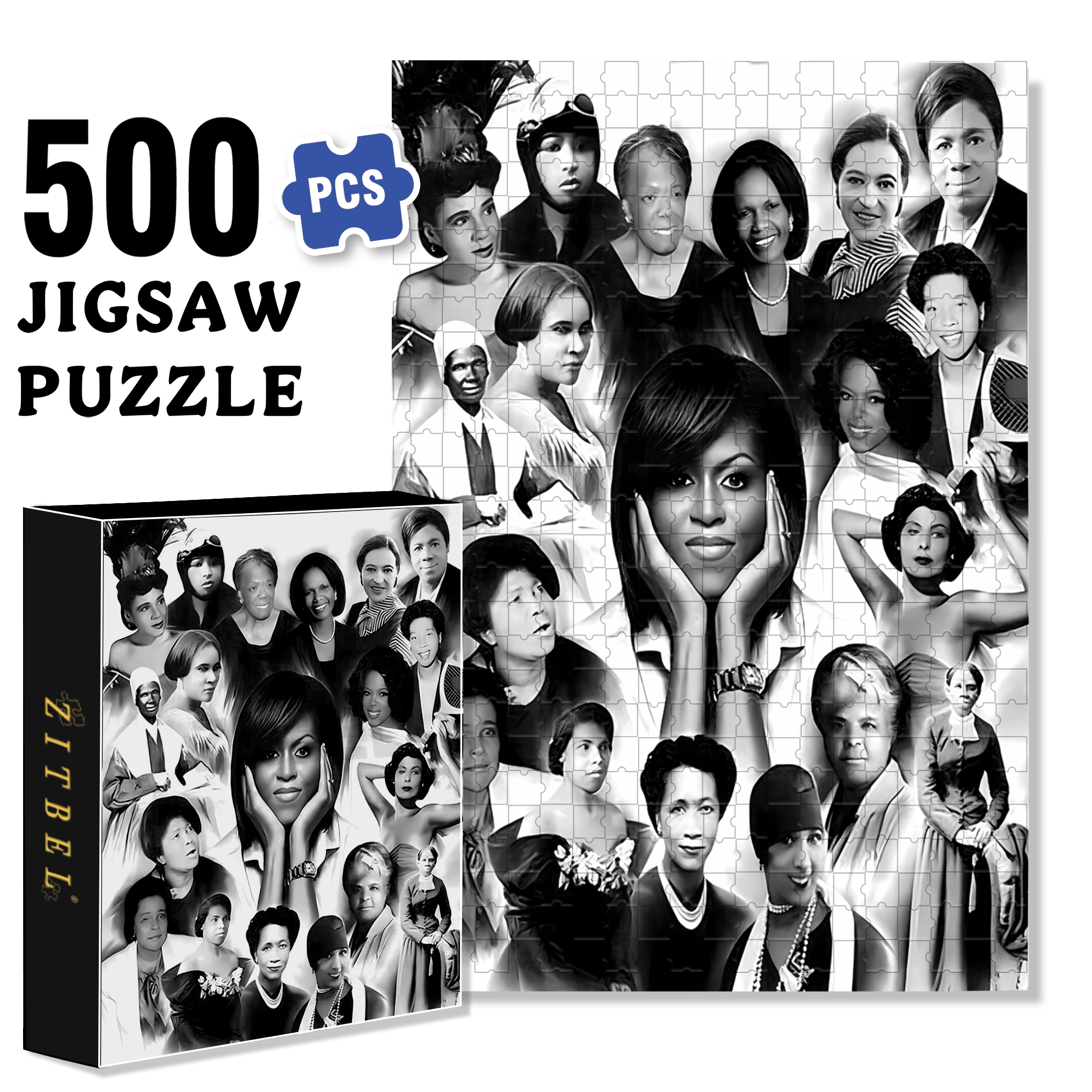 Pay Tribute to Outstanding Women 500pcs/1000pcs Jigsaw Puzzle, Scratch-Resistant, Interactive Family Game & Brain-Boosting DIY Decor, Perfect for Halloween, Christmas & New Year Gifts, Family Puzzle Game