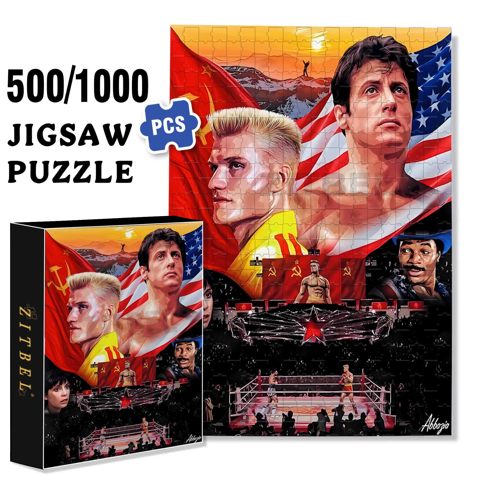 Rocky 500pcs/1000pcs Jigsaw Puzzle, Scratch-Resistant, Interactive Family Game & Brain-Boosting DIY Decor, Perfect for Halloween, Christmas & New Year Gifts, Family Puzzle Game