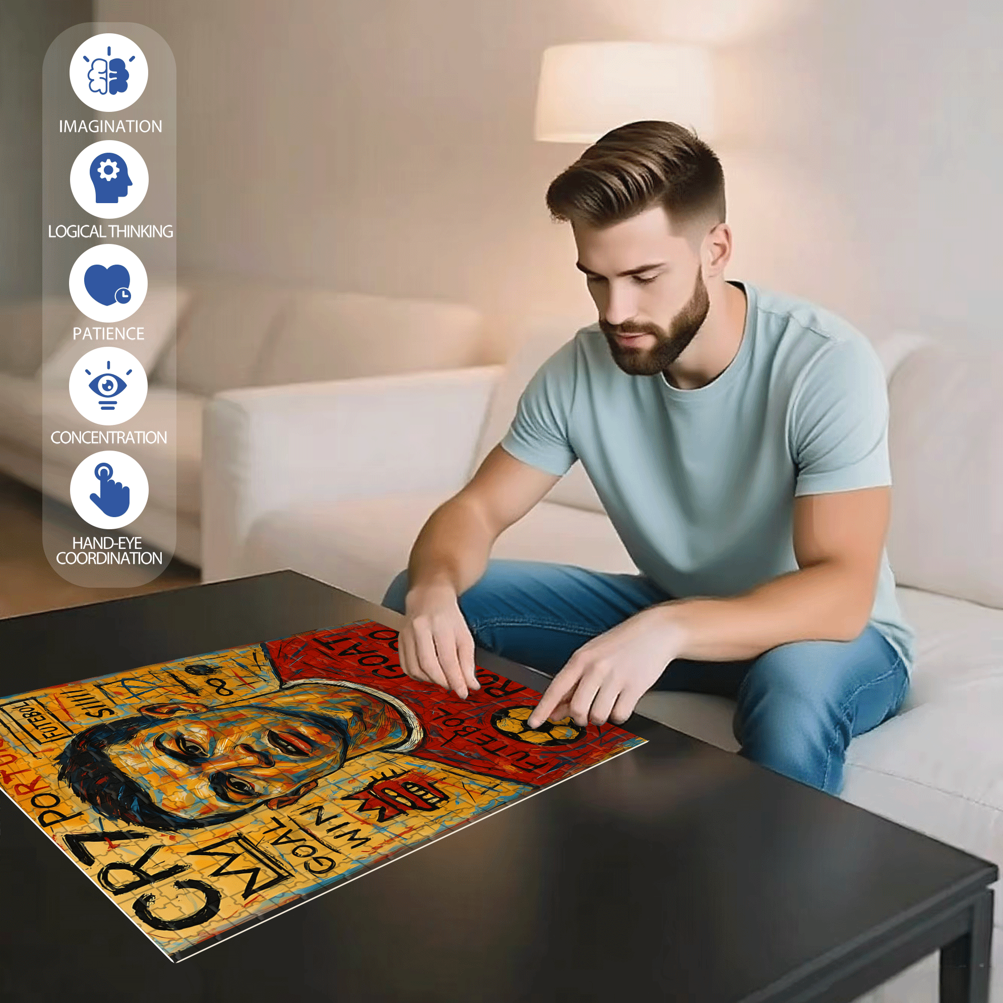RONALDO 500pcs/1000pcs Jigsaw Puzzle, Scratch-Resistant, Interactive Family Game & Brain-Boosting DIY Decor, Perfect for Halloween, Christmas & New Year Gifts, Family Puzzle Game