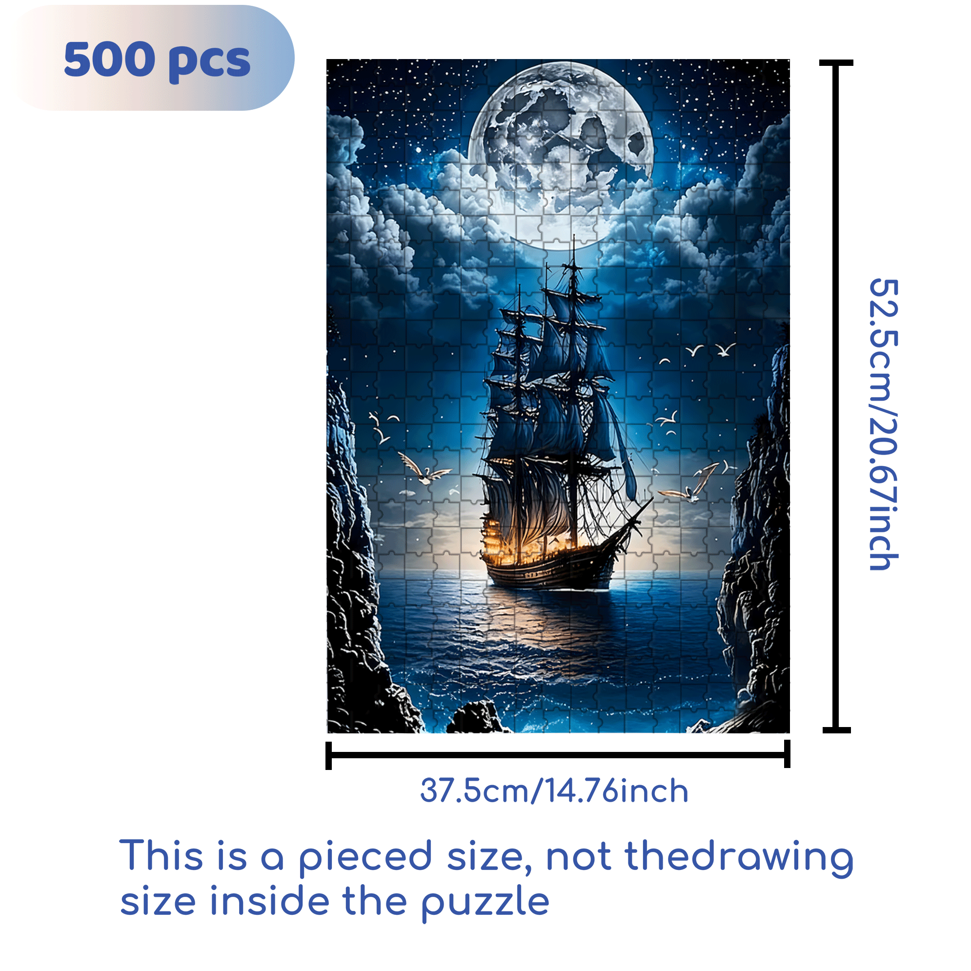 Sailboat 500pcs/1000pcs Jigsaw Puzzle, Scratch-Resistant, Interactive Family Game & Brain-Boosting DIY Decor, Perfect for Halloween, Christmas & New Year Gifts, Family Puzzle Game