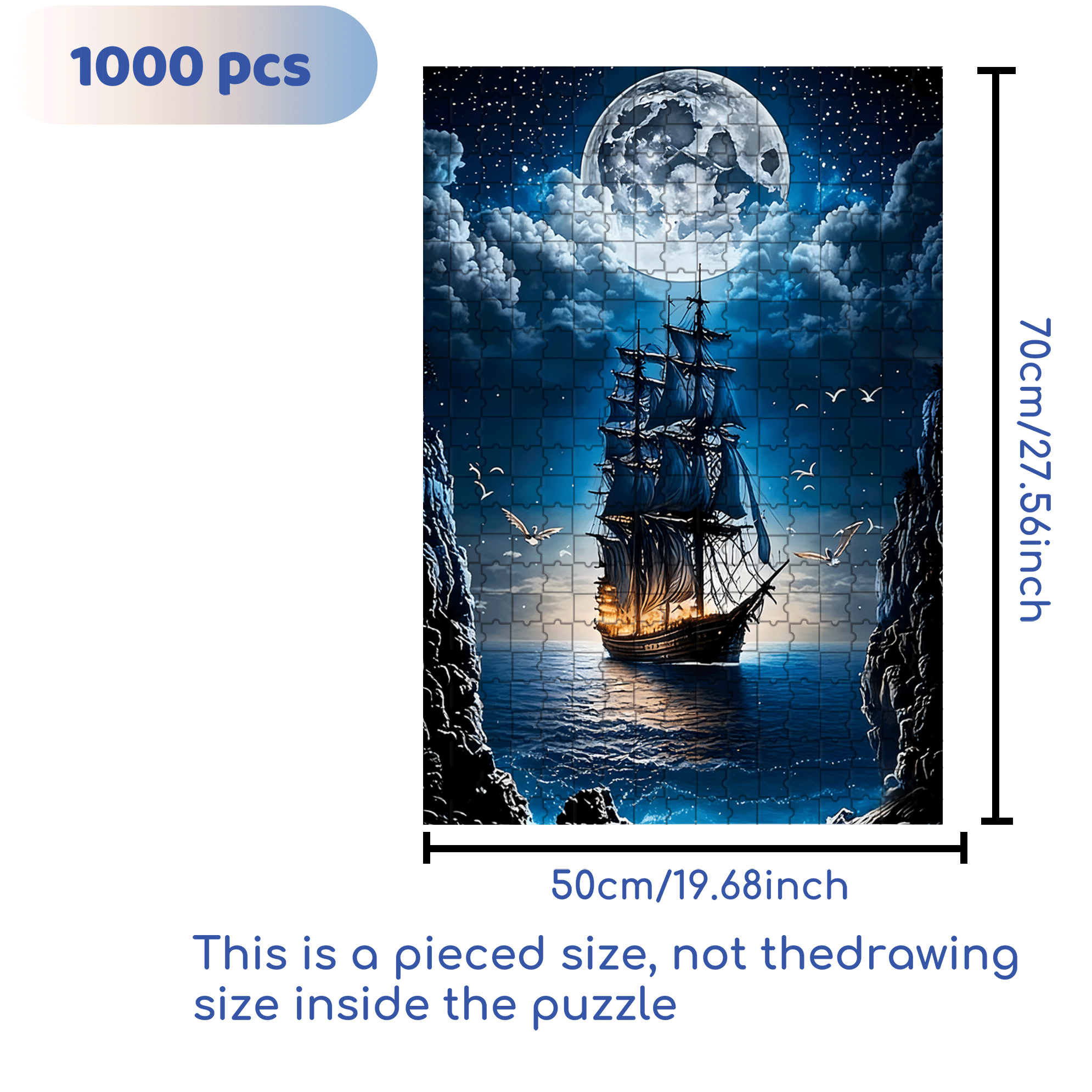Sailboat 500pcs/1000pcs Jigsaw Puzzle, Scratch-Resistant, Interactive Family Game & Brain-Boosting DIY Decor, Perfect for Halloween, Christmas & New Year Gifts, Family Puzzle Game