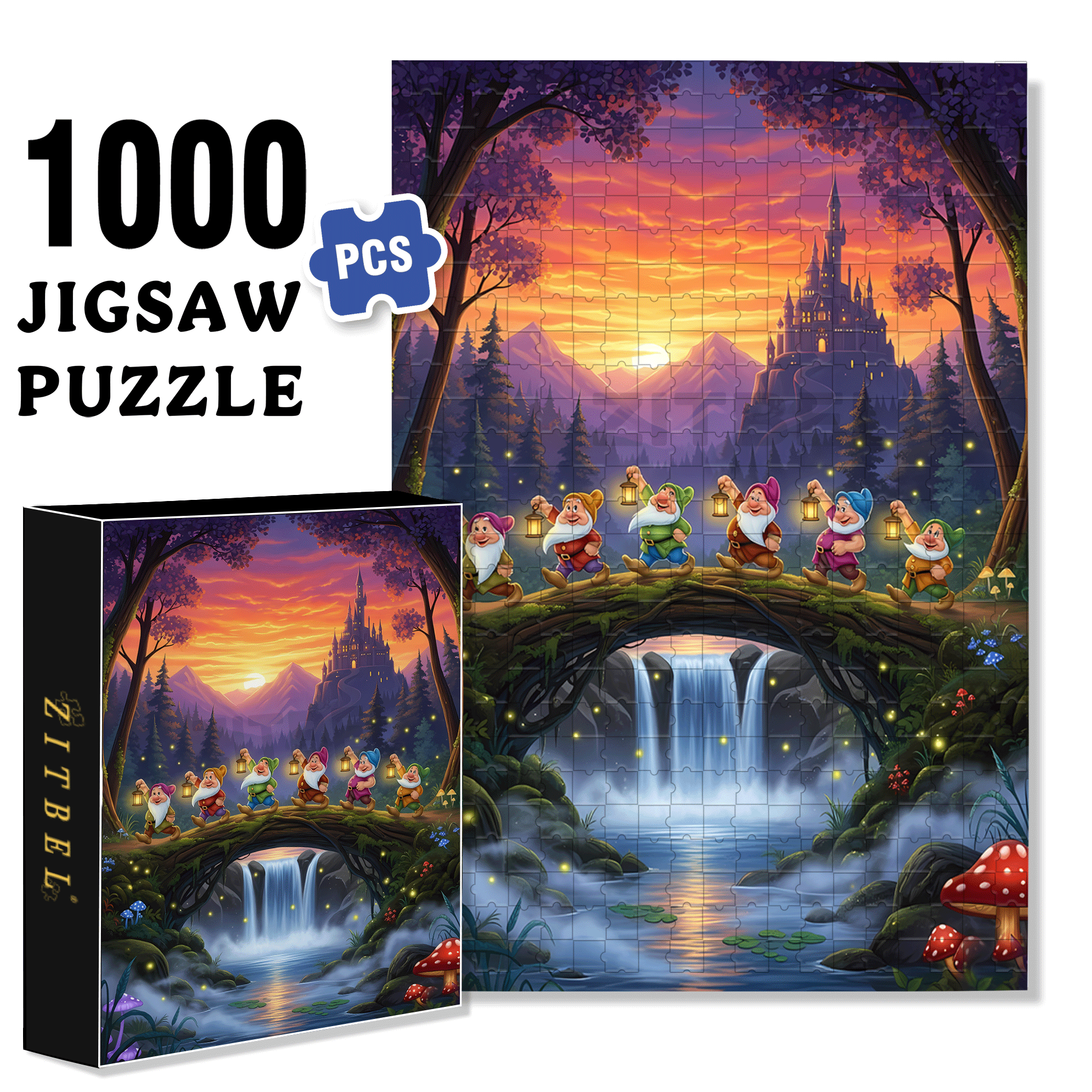 Seven Dwarfs 500pcs/1000pcs Jigsaw Puzzle, Scratch-Resistant, Interactive Family Game & Brain-Boosting DIY Decor, Perfect for Halloween, Christmas & New Year Gifts, Family Puzzle Game