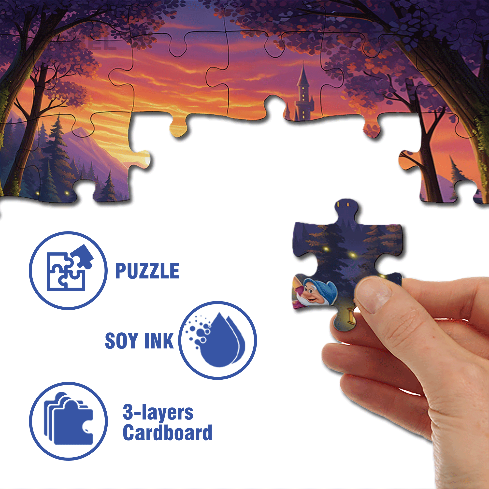 Seven Dwarfs 500pcs/1000pcs Jigsaw Puzzle, Scratch-Resistant, Interactive Family Game & Brain-Boosting DIY Decor, Perfect for Halloween, Christmas & New Year Gifts, Family Puzzle Game