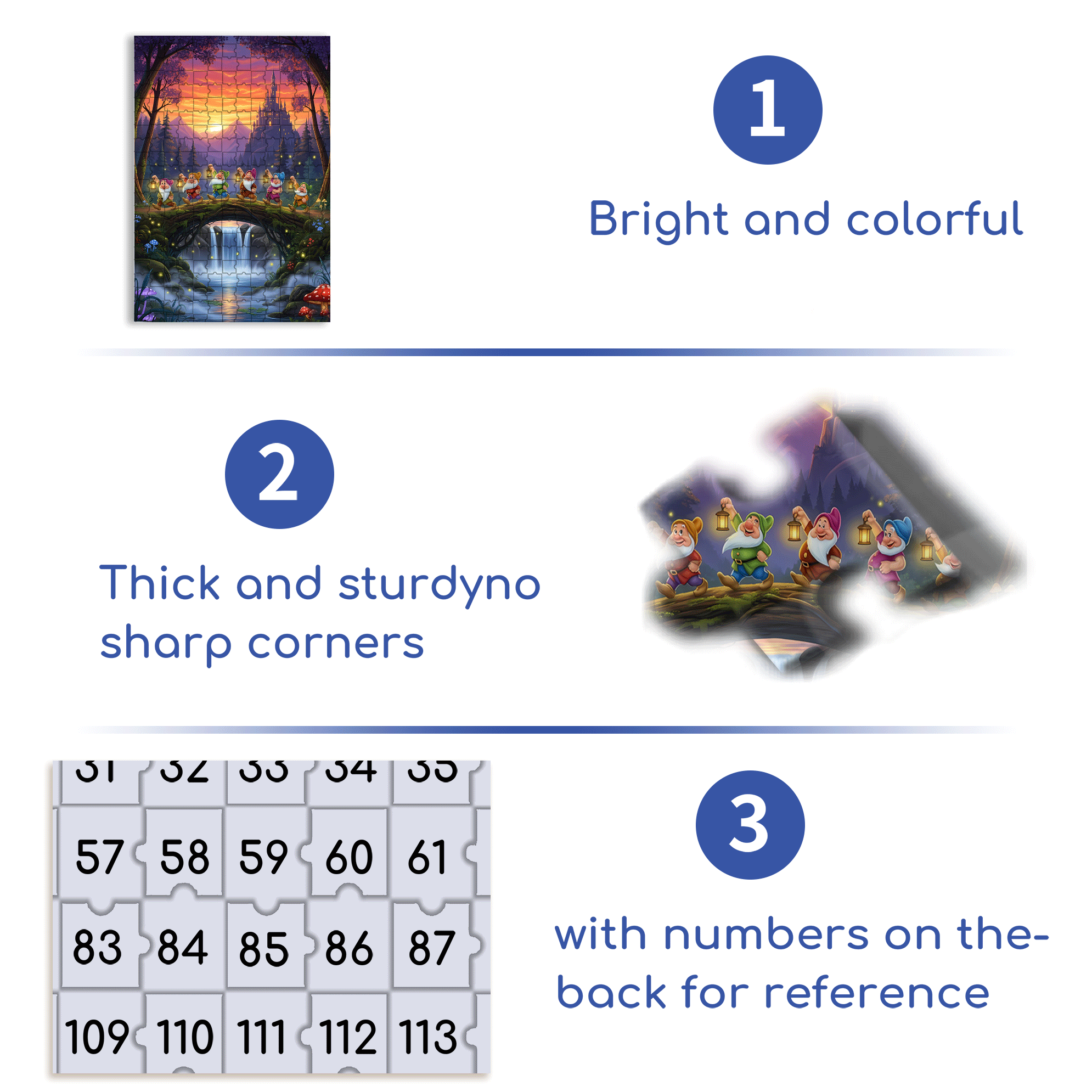 Seven Dwarfs 500pcs/1000pcs Jigsaw Puzzle, Scratch-Resistant, Interactive Family Game & Brain-Boosting DIY Decor, Perfect for Halloween, Christmas & New Year Gifts, Family Puzzle Game