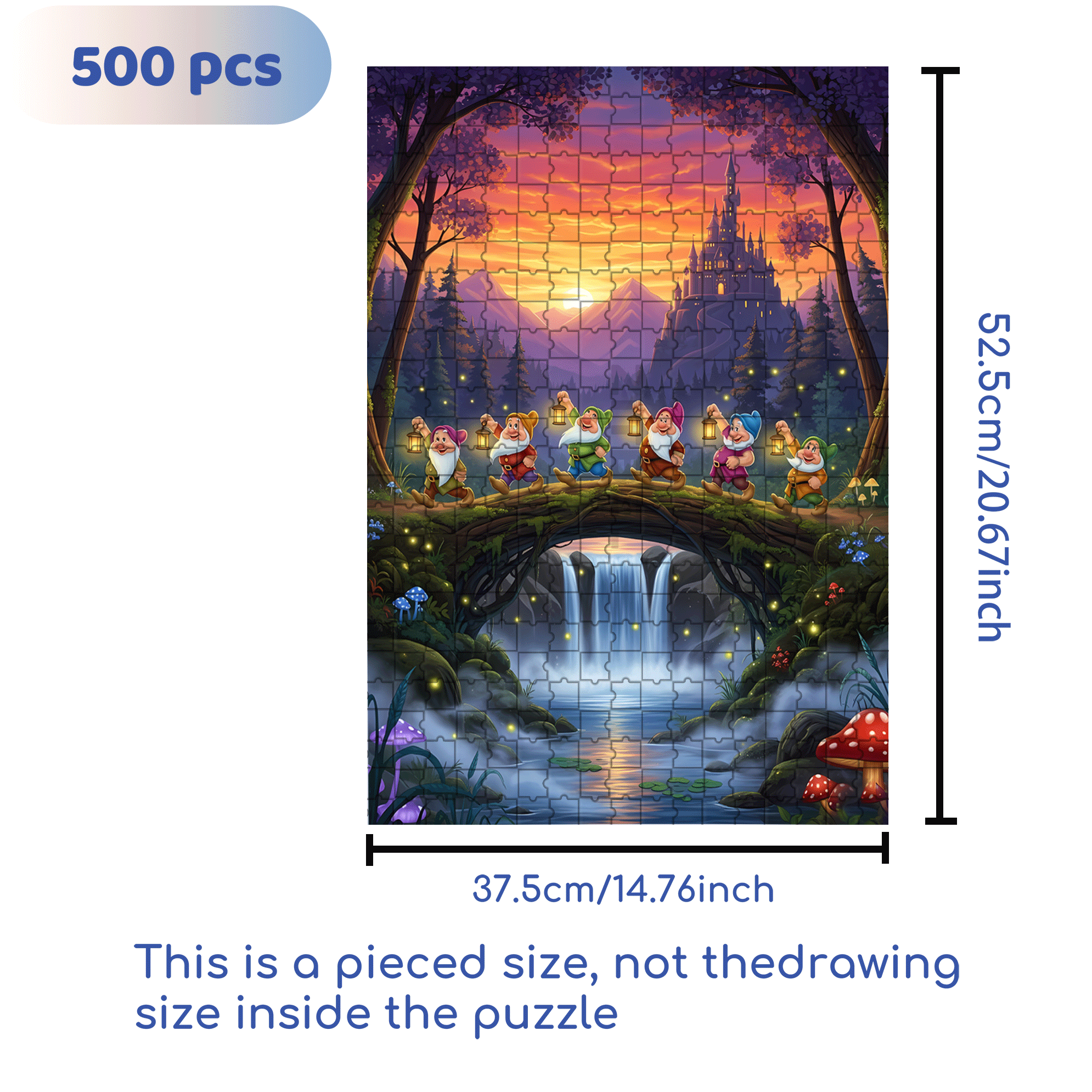 Seven Dwarfs 500pcs/1000pcs Jigsaw Puzzle, Scratch-Resistant, Interactive Family Game & Brain-Boosting DIY Decor, Perfect for Halloween, Christmas & New Year Gifts, Family Puzzle Game