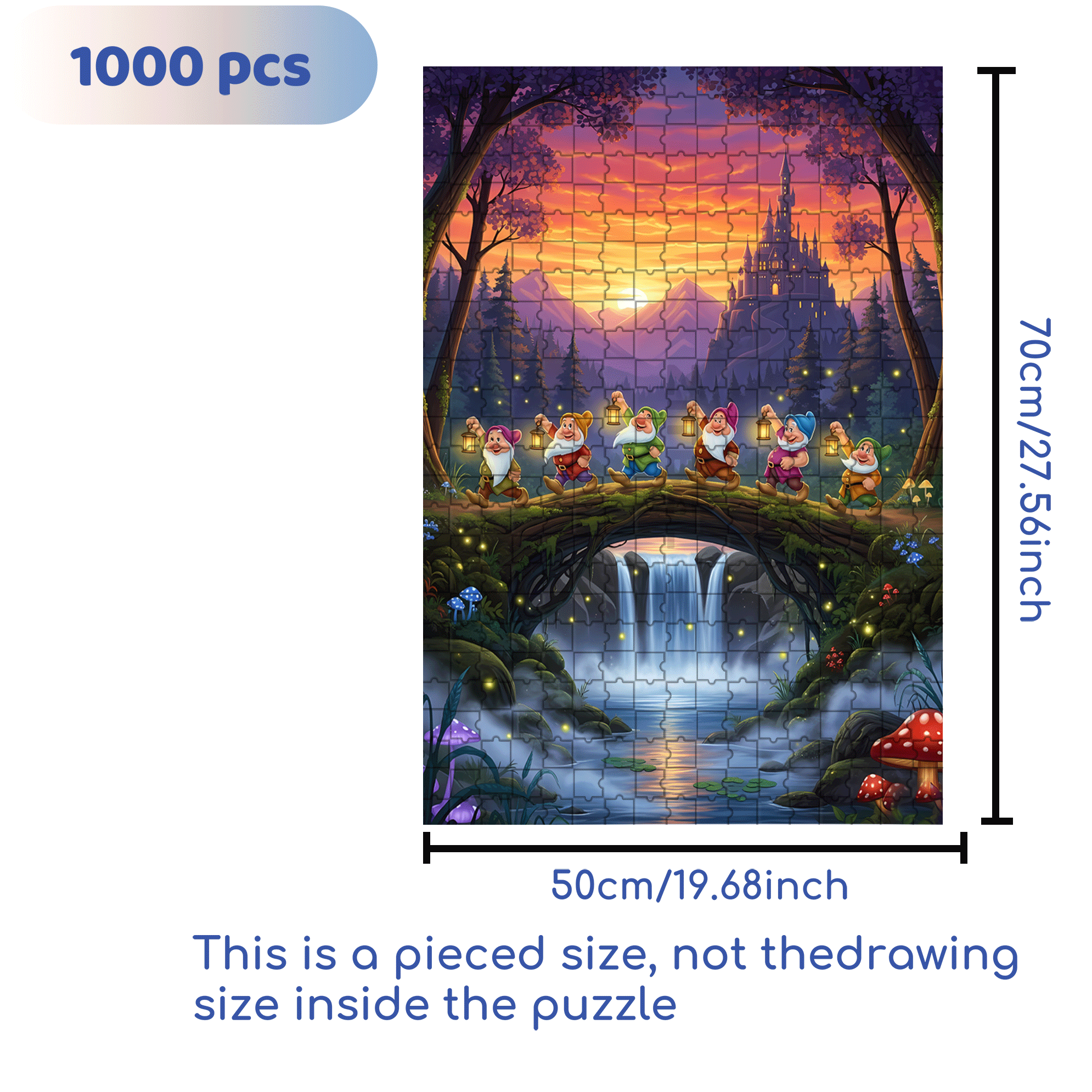 Seven Dwarfs 500pcs/1000pcs Jigsaw Puzzle, Scratch-Resistant, Interactive Family Game & Brain-Boosting DIY Decor, Perfect for Halloween, Christmas & New Year Gifts, Family Puzzle Game