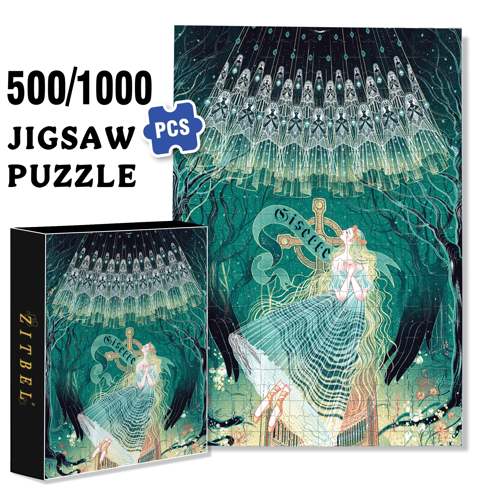 Sisecce 500pcs/1000pcs Jigsaw Puzzle, Scratch-Resistant, Interactive Family Game & Brain-Boosting DIY Decor, Perfect for Halloween, Christmas & New Year Gifts, Family Puzzle Game