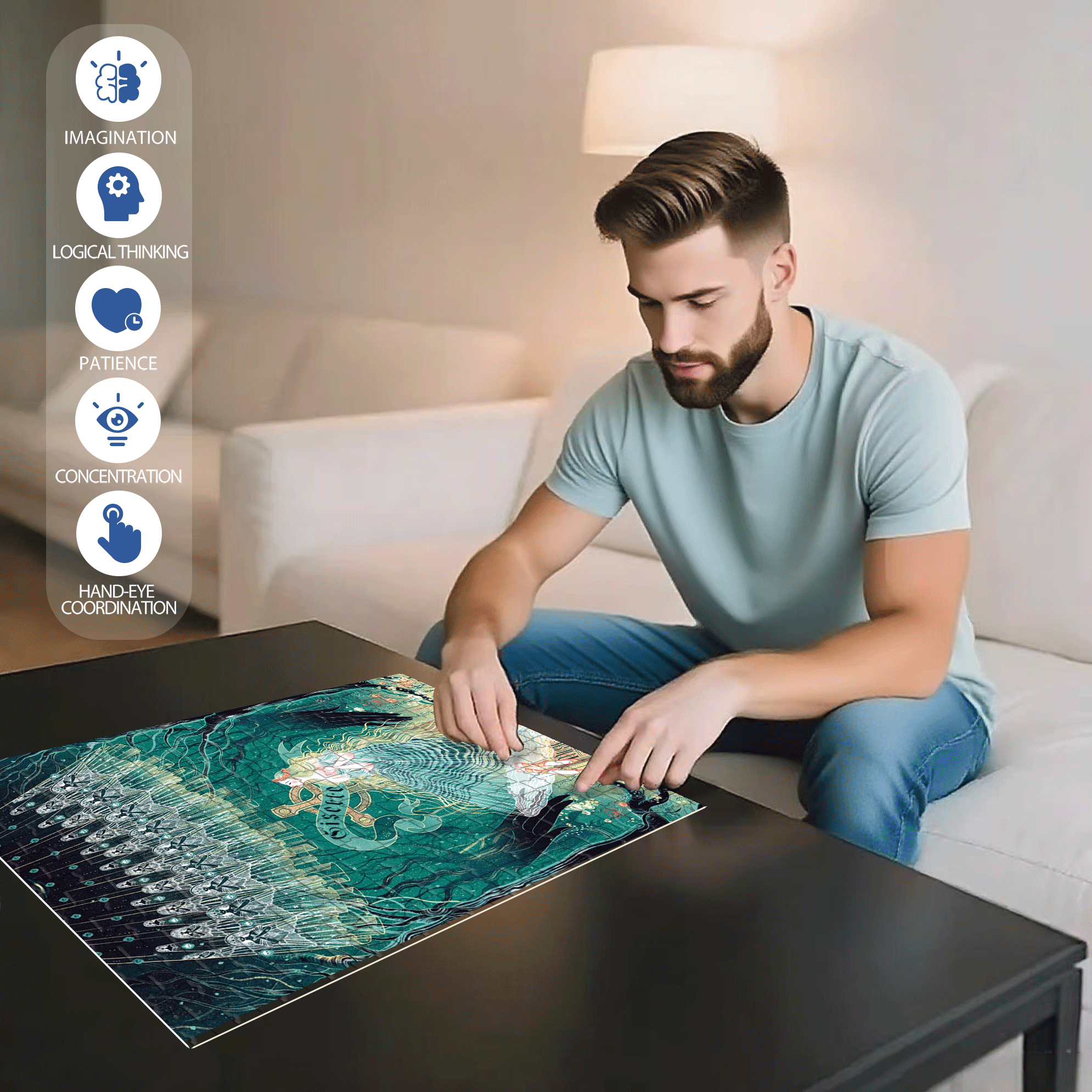Sisecce 500pcs/1000pcs Jigsaw Puzzle, Scratch-Resistant, Interactive Family Game & Brain-Boosting DIY Decor, Perfect for Halloween, Christmas & New Year Gifts, Family Puzzle Game