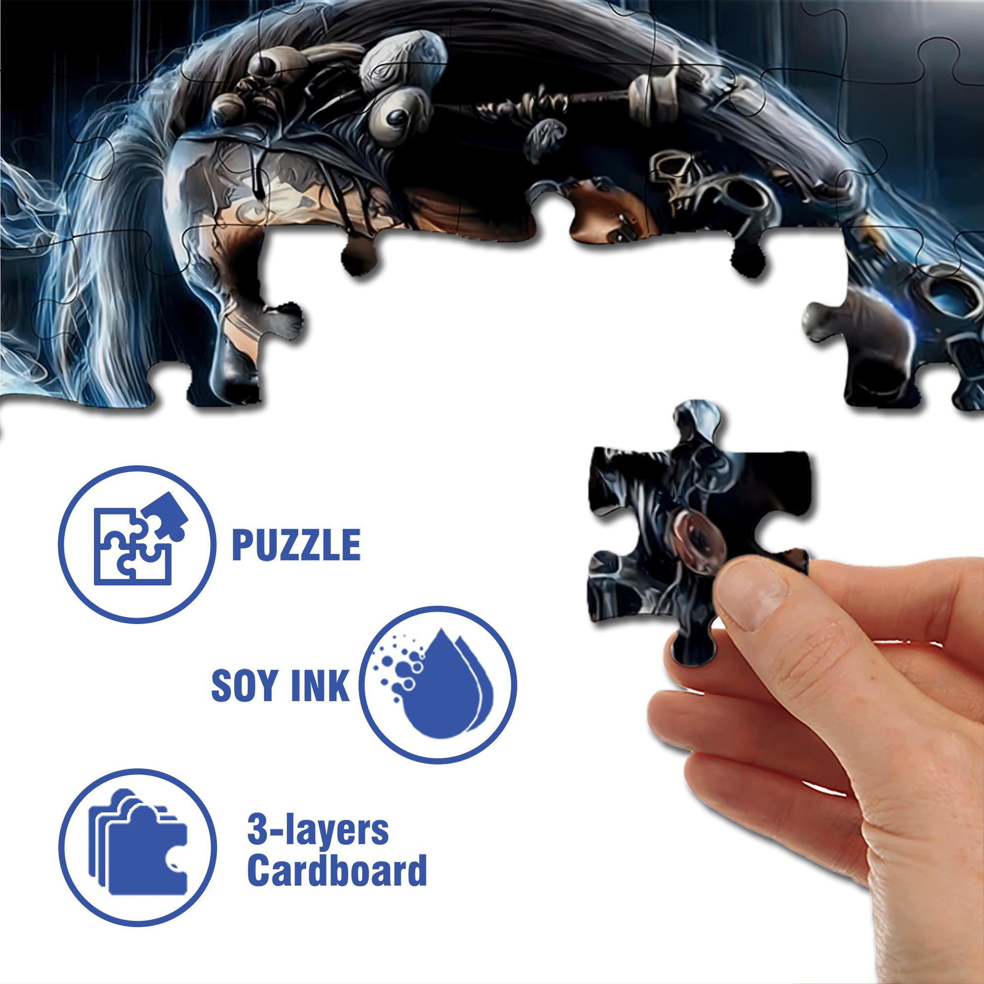 Skull-Themed 500pcs/1000pcs Jigsaw Puzzle, Scratch-Resistant, Interactive Family Game & Brain-Boosting DIY Decor, Perfect for Halloween, Christmas & New Year Gifts, Family Puzzle Game