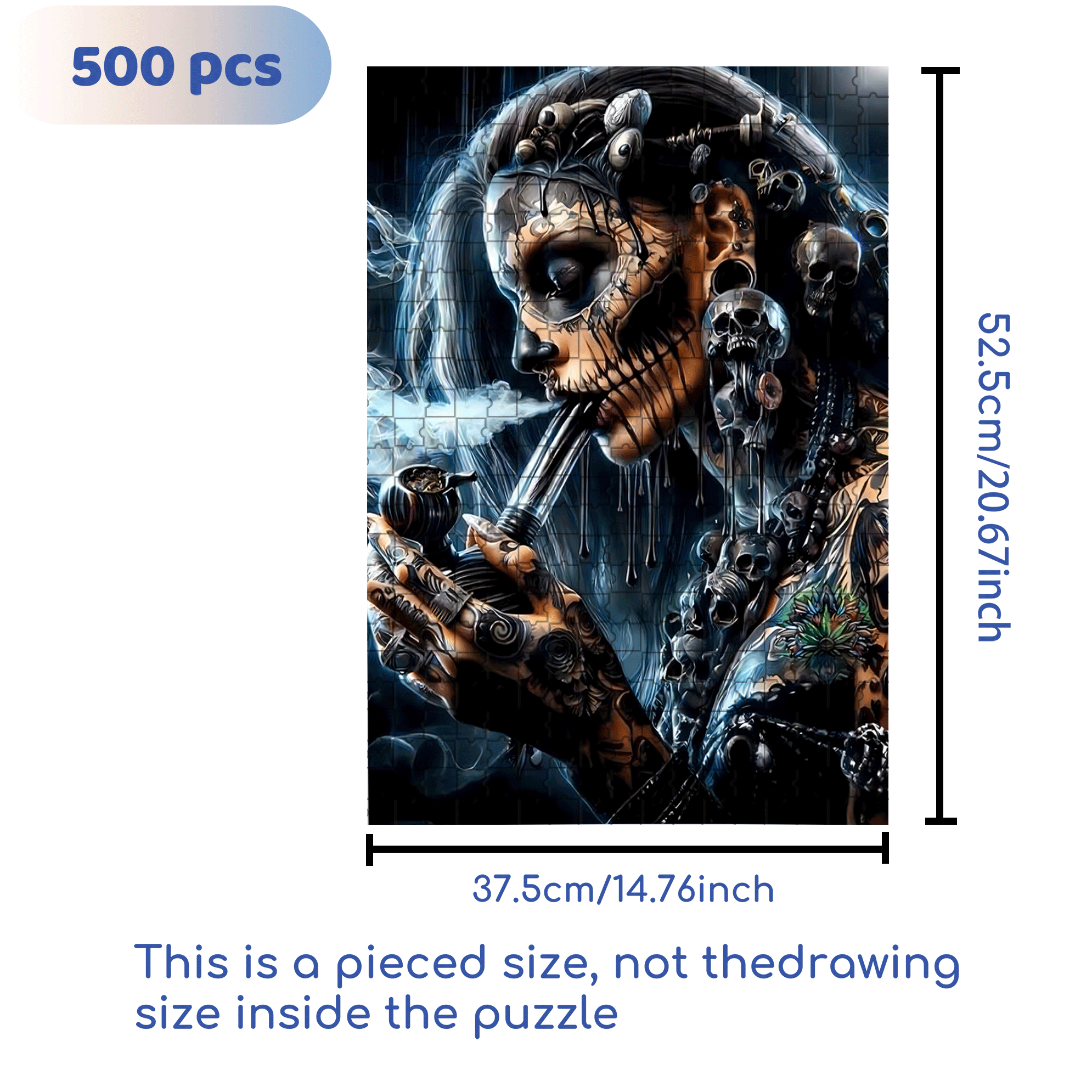 Skull-Themed 500pcs/1000pcs Jigsaw Puzzle, Scratch-Resistant, Interactive Family Game & Brain-Boosting DIY Decor, Perfect for Halloween, Christmas & New Year Gifts, Family Puzzle Game