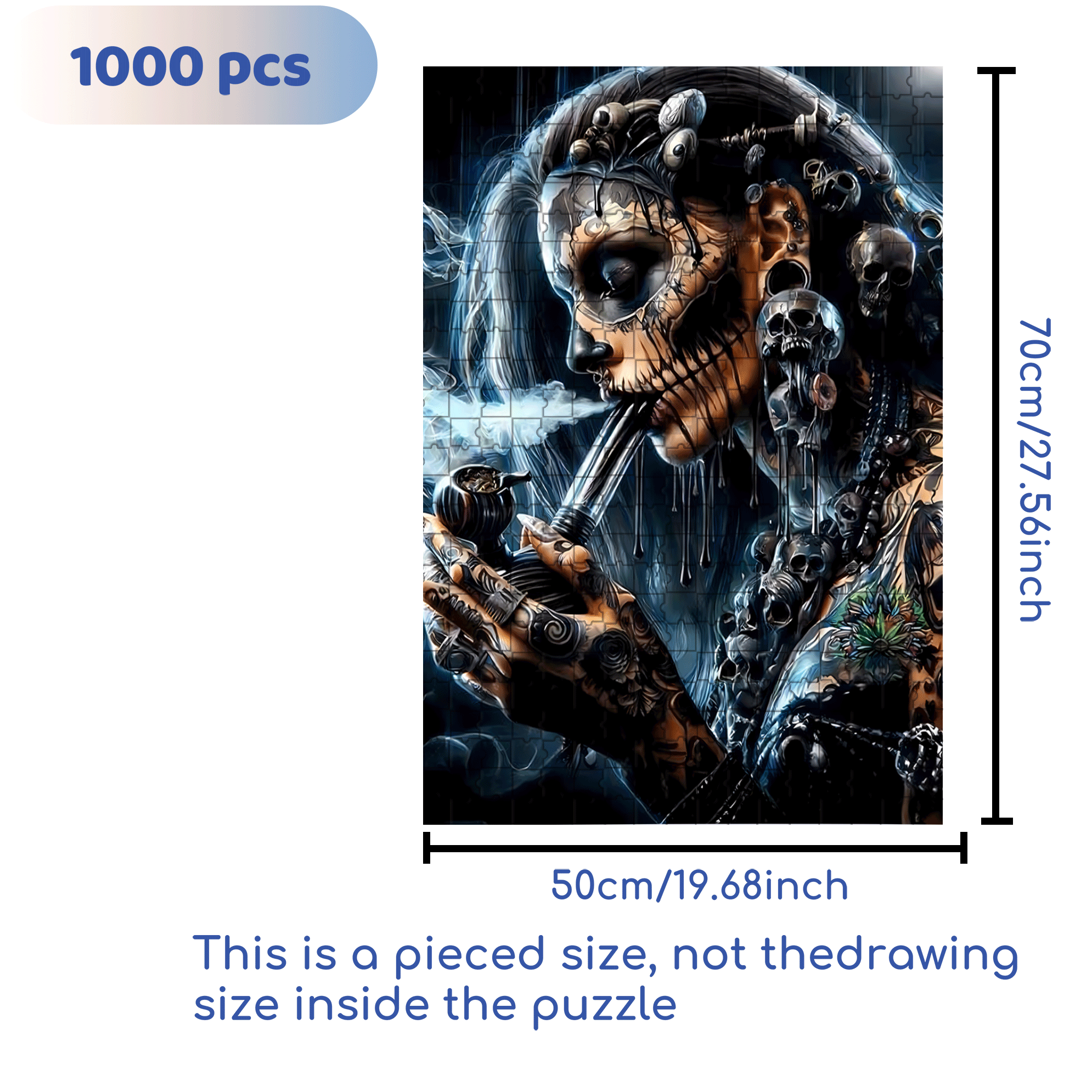 Skull-Themed 500pcs/1000pcs Jigsaw Puzzle, Scratch-Resistant, Interactive Family Game & Brain-Boosting DIY Decor, Perfect for Halloween, Christmas & New Year Gifts, Family Puzzle Game