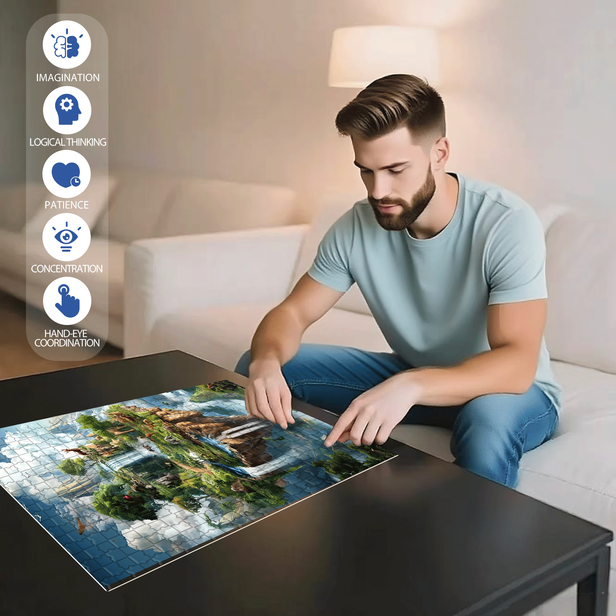 Sky Forest 500pcs/1000pcs Jigsaw Puzzle, Scratch-Resistant, Interactive Family Game & Brain-Boosting DIY Decor, Perfect for Halloween, Christmas & New Year Gifts, Family Puzzle Game