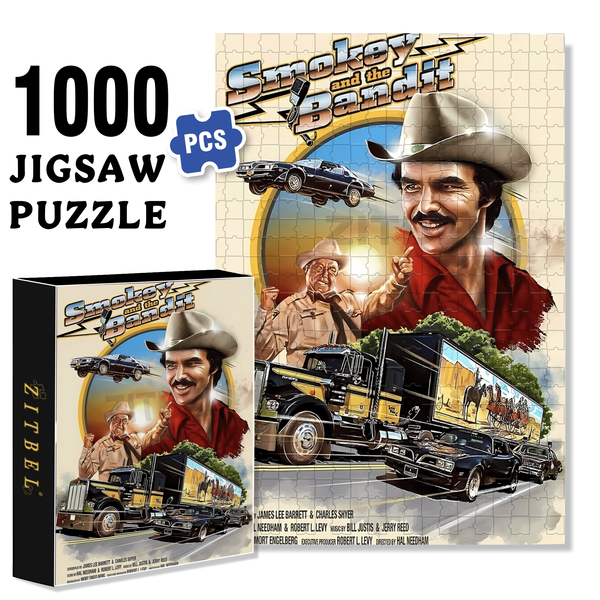 Smokey And The Bandit 500pcs/1000pcs Jigsaw Puzzle, Scratch-Resistant, Interactive Family Game & Brain-Boosting DIY Decor, Perfect for Halloween, Christmas & New Year Gifts, Family Puzzle Game