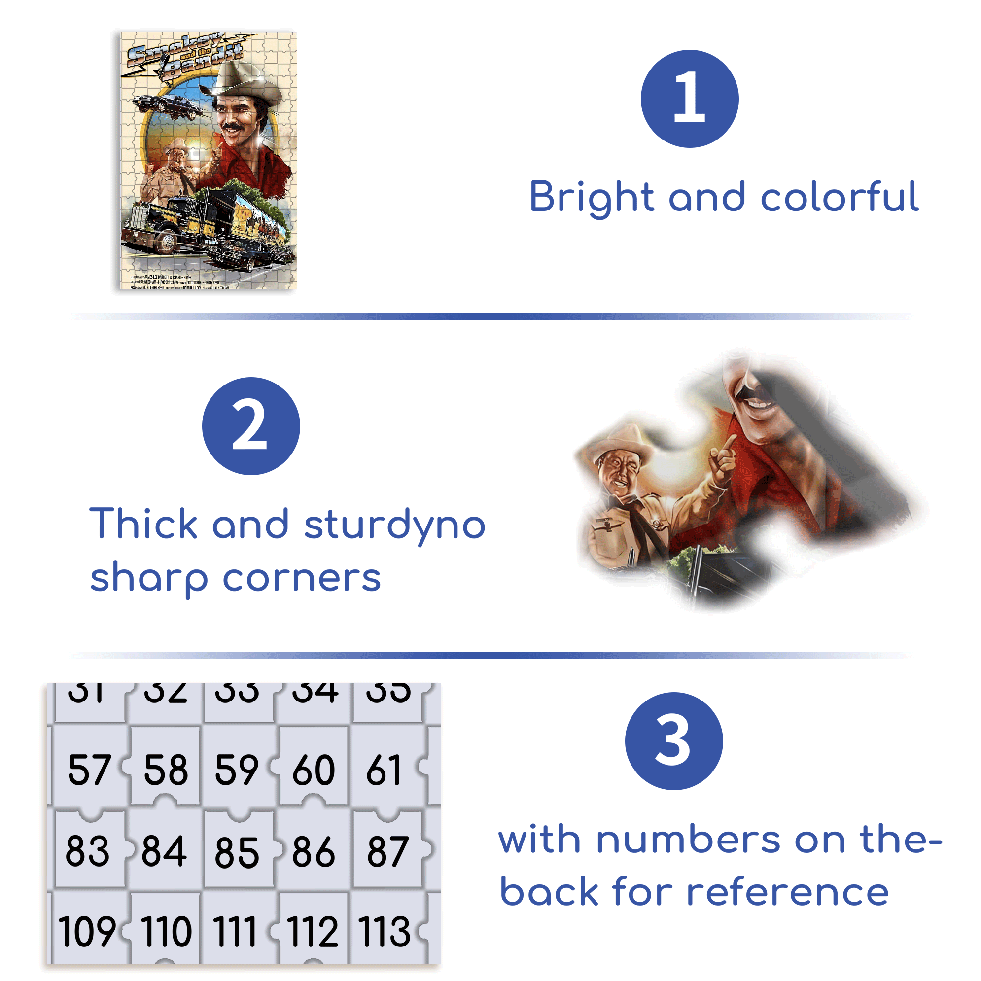Smokey And The Bandit 500pcs/1000pcs Jigsaw Puzzle, Scratch-Resistant, Interactive Family Game & Brain-Boosting DIY Decor, Perfect for Halloween, Christmas & New Year Gifts, Family Puzzle Game