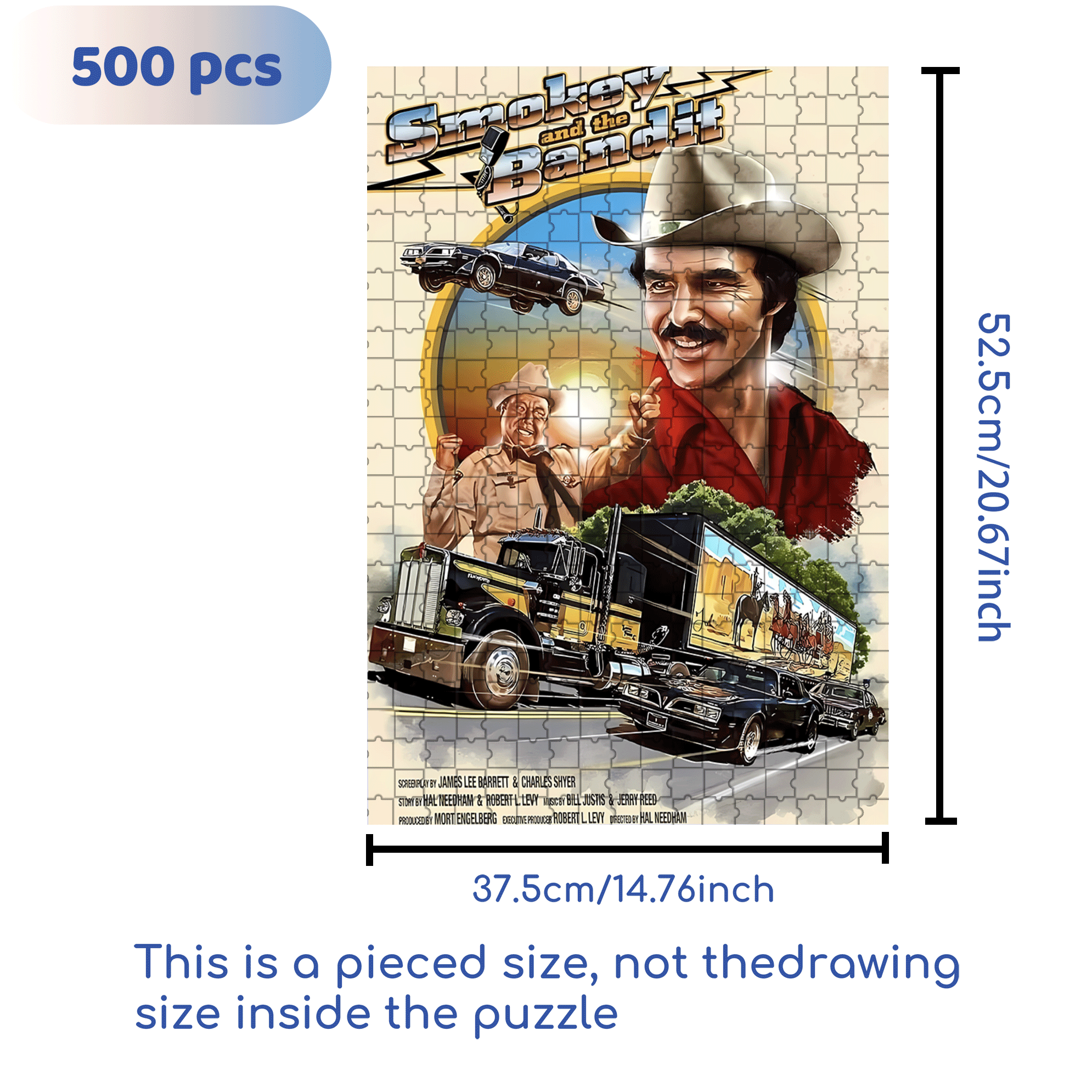 Smokey And The Bandit 500pcs/1000pcs Jigsaw Puzzle, Scratch-Resistant, Interactive Family Game & Brain-Boosting DIY Decor, Perfect for Halloween, Christmas & New Year Gifts, Family Puzzle Game