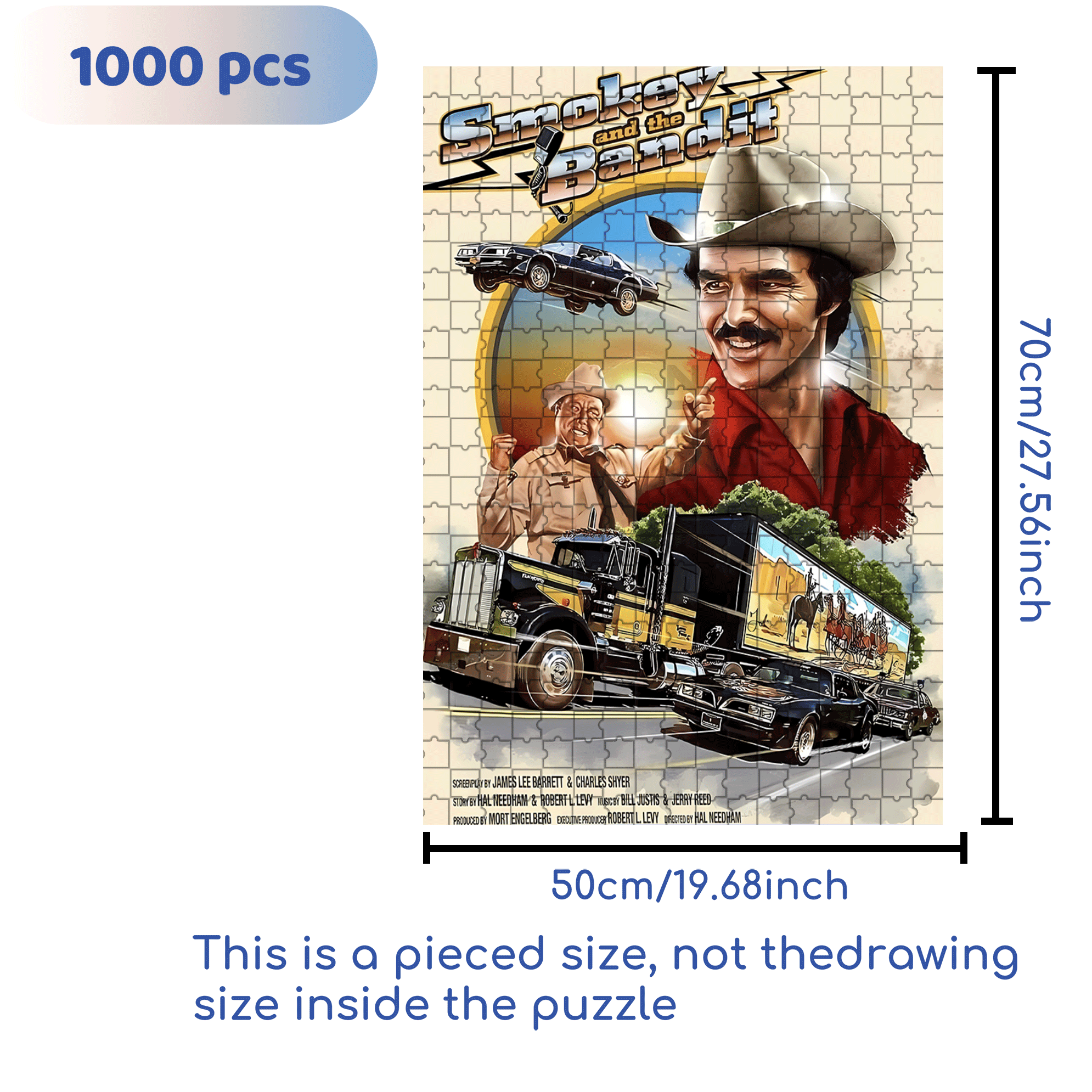Smokey And The Bandit 500pcs/1000pcs Jigsaw Puzzle, Scratch-Resistant, Interactive Family Game & Brain-Boosting DIY Decor, Perfect for Halloween, Christmas & New Year Gifts, Family Puzzle Game