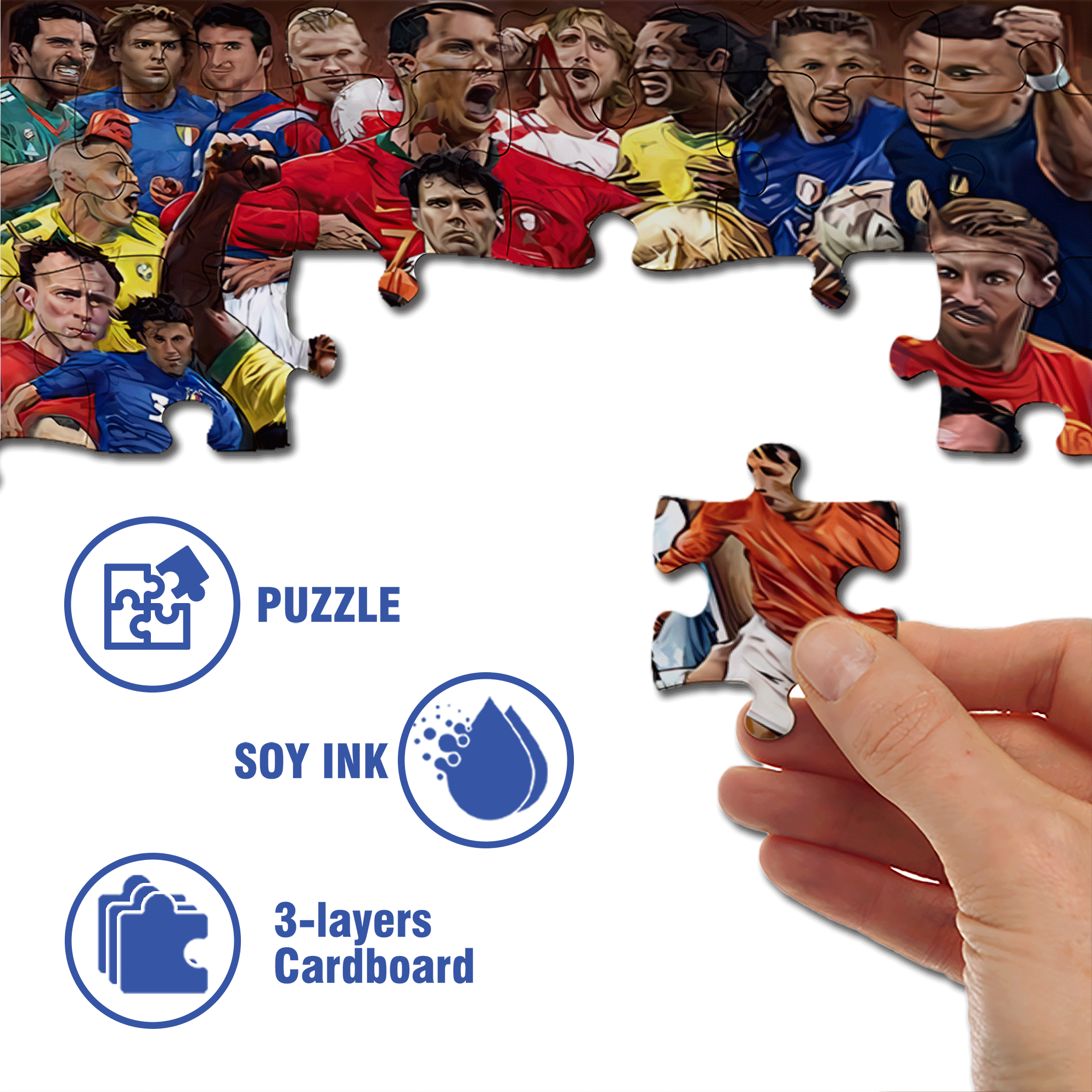 Soccer Legends 500pcs/1000pcs Jigsaw Puzzle, Scratch-Resistant, Interactive Family Game & Brain-Boosting DIY Decor, Perfect for Halloween, Christmas & New Year Gifts, Family Puzzle Game