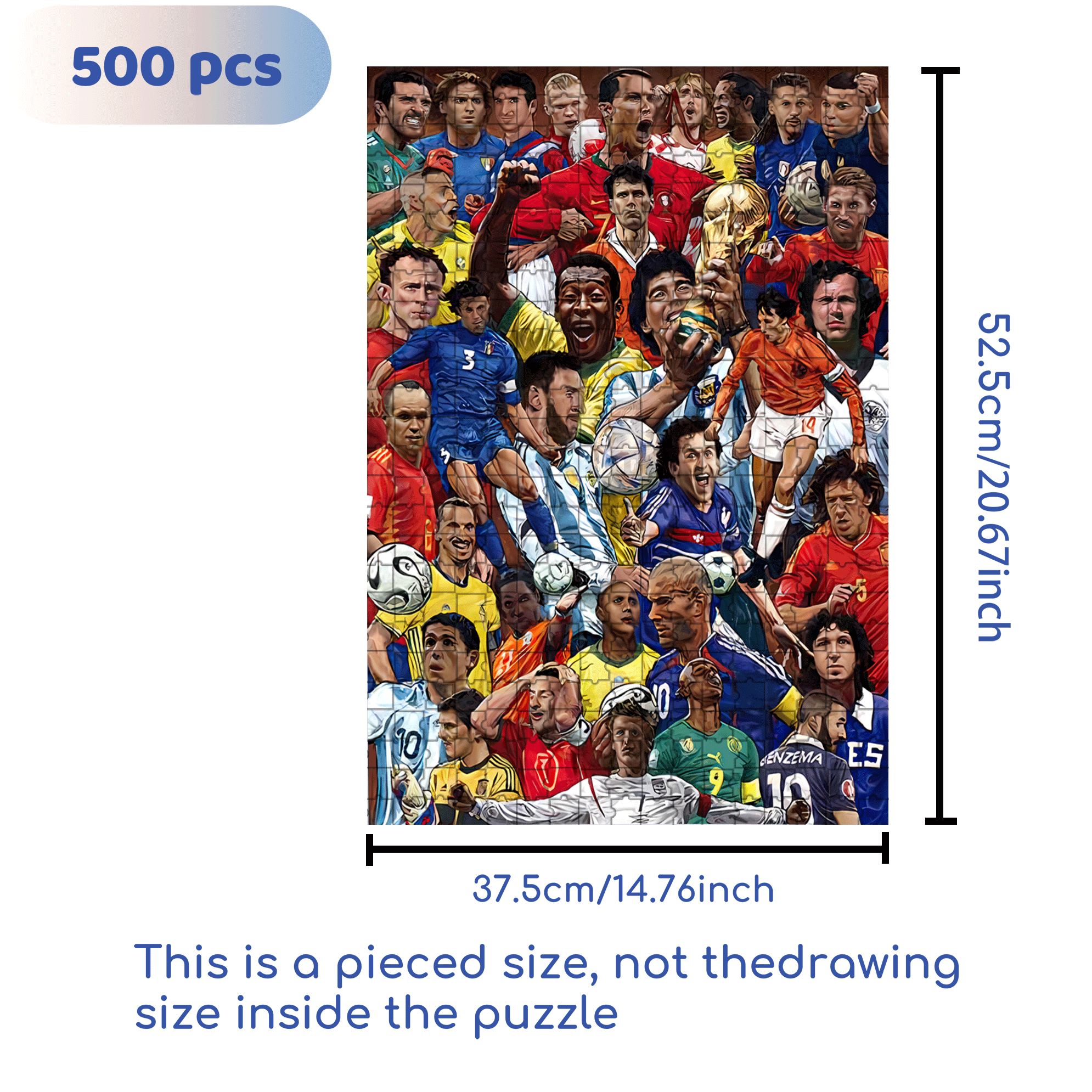 Soccer Legends 500pcs/1000pcs Jigsaw Puzzle, Scratch-Resistant, Interactive Family Game & Brain-Boosting DIY Decor, Perfect for Halloween, Christmas & New Year Gifts, Family Puzzle Game