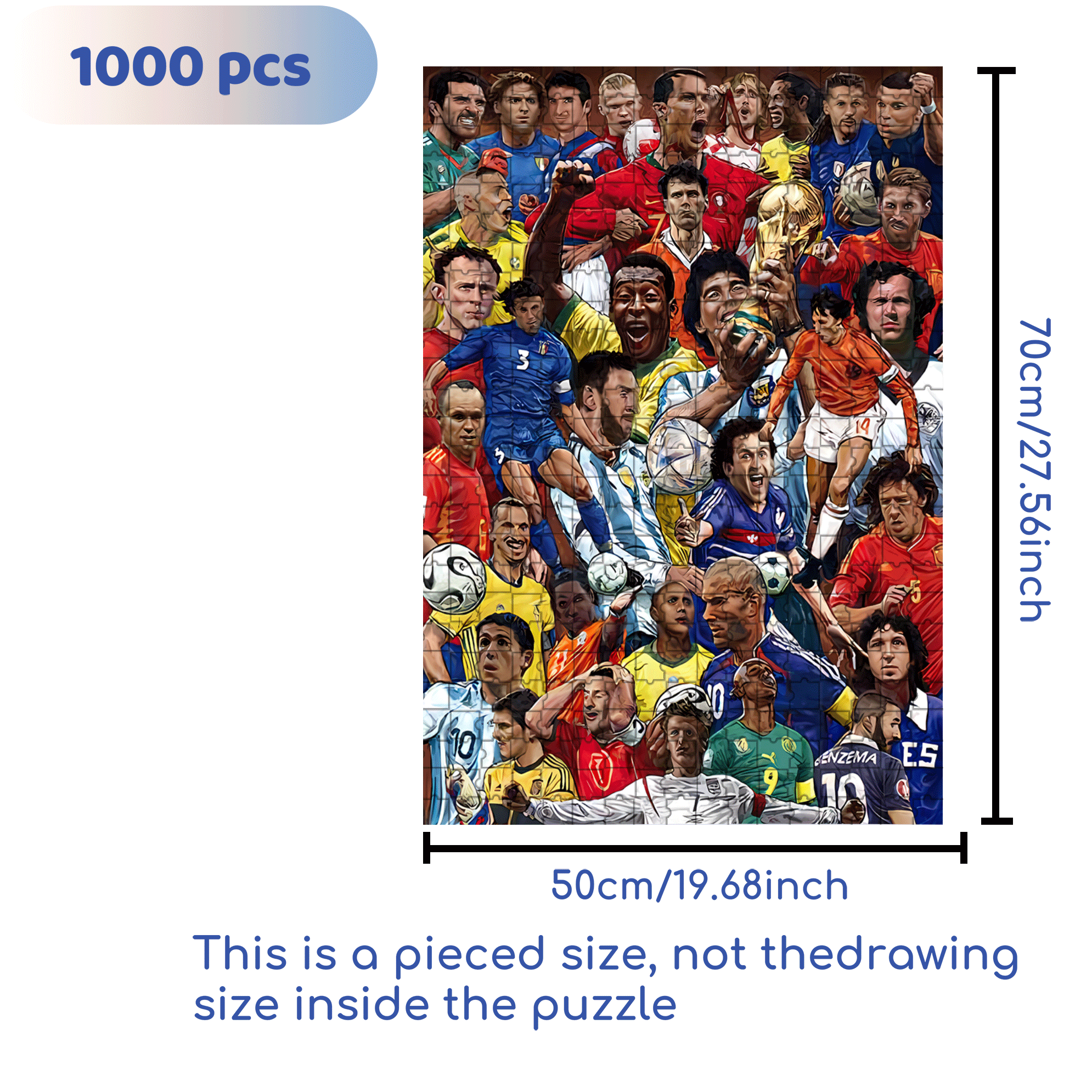 Soccer Legends 500pcs/1000pcs Jigsaw Puzzle, Scratch-Resistant, Interactive Family Game & Brain-Boosting DIY Decor, Perfect for Halloween, Christmas & New Year Gifts, Family Puzzle Game