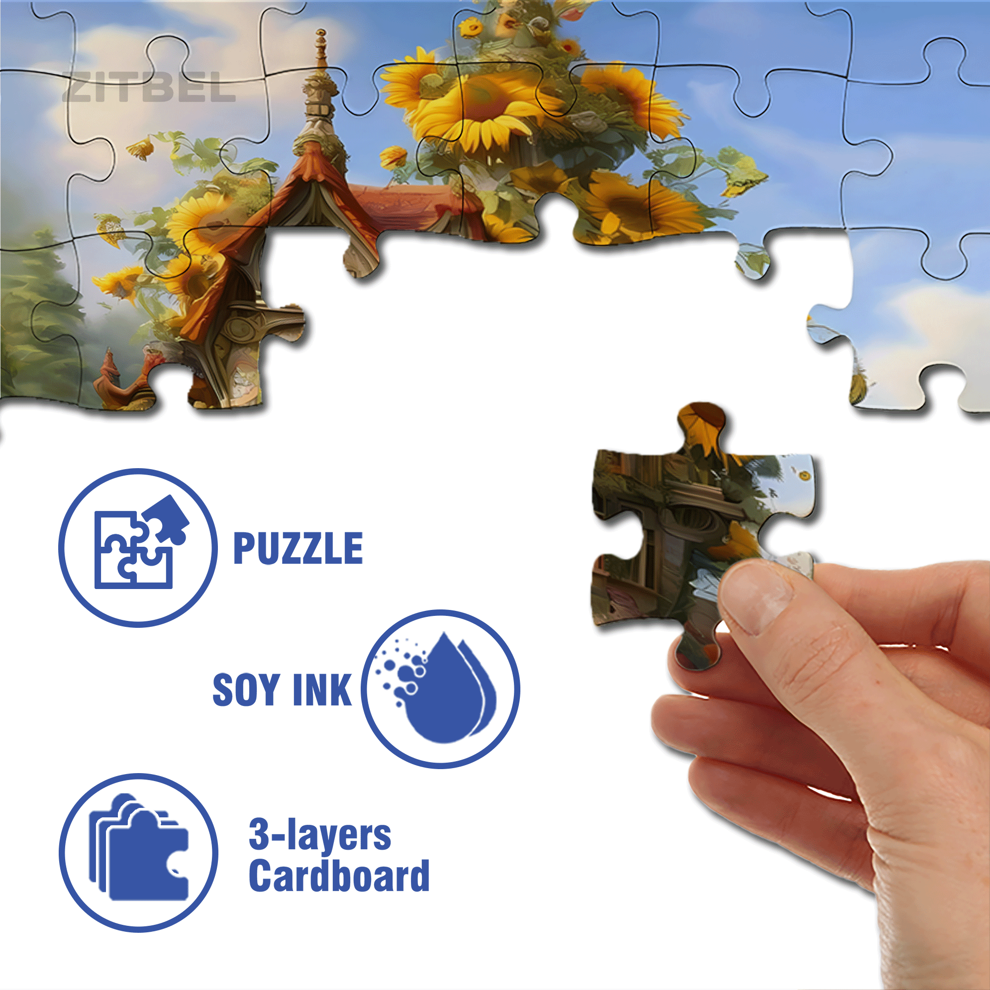 Sunflower Cabin 500pcs/1000pcs Jigsaw Puzzle, Scratch-Resistant, Interactive Family Game & Brain-Boosting DIY Decor, Perfect for Halloween, Christmas & New Year Gifts, Family Puzzle Game