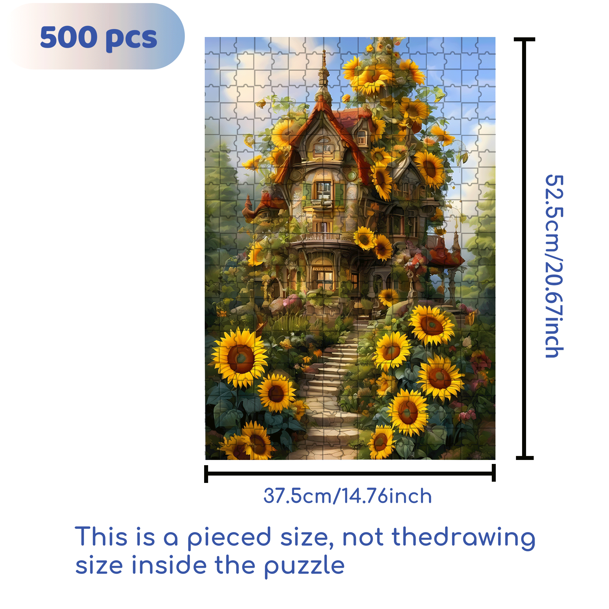Sunflower Cabin 500pcs/1000pcs Jigsaw Puzzle, Scratch-Resistant, Interactive Family Game & Brain-Boosting DIY Decor, Perfect for Halloween, Christmas & New Year Gifts, Family Puzzle Game