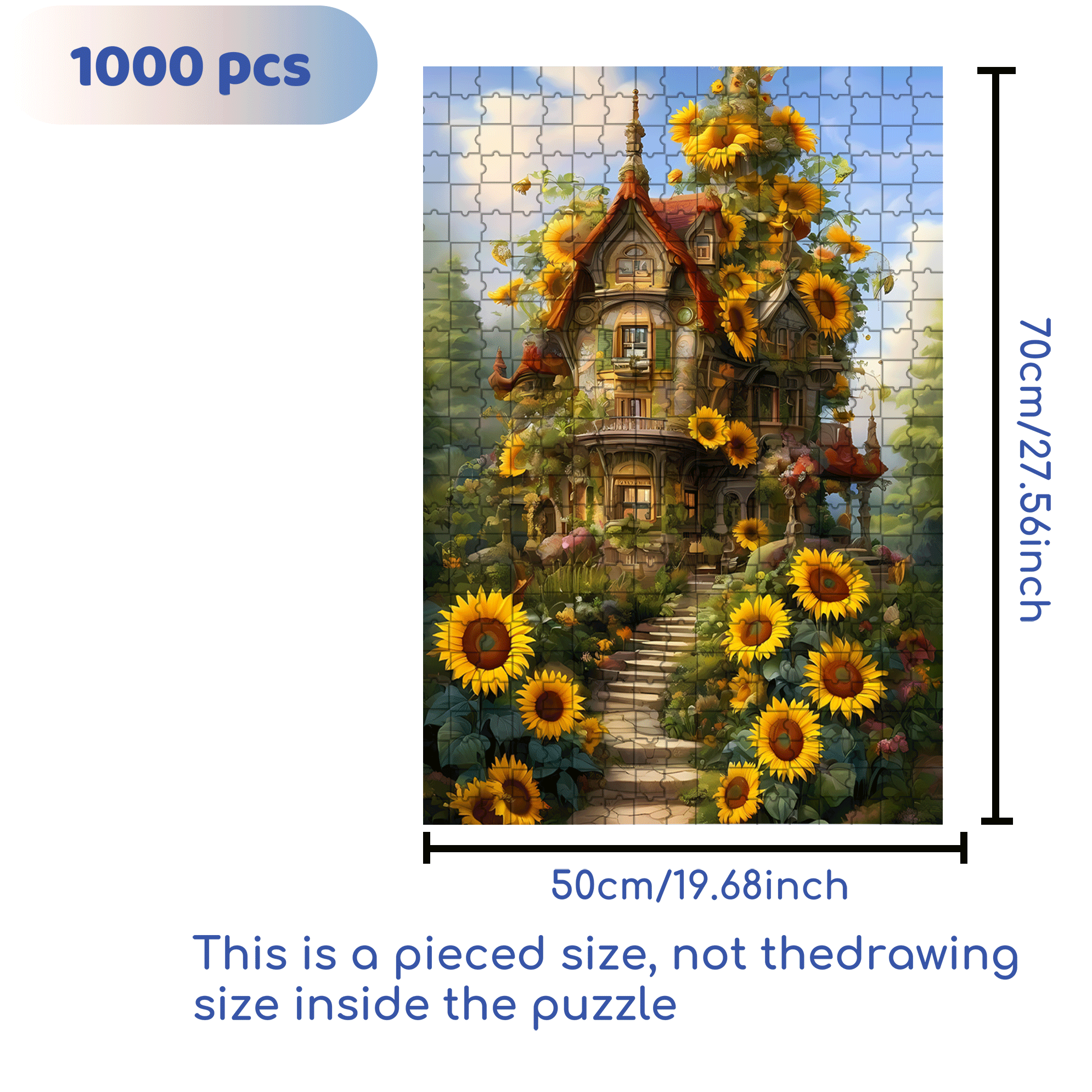 Sunflower Cabin 500pcs/1000pcs Jigsaw Puzzle, Scratch-Resistant, Interactive Family Game & Brain-Boosting DIY Decor, Perfect for Halloween, Christmas & New Year Gifts, Family Puzzle Game