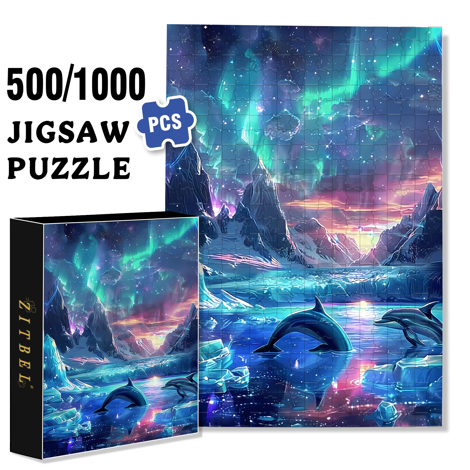 The Aurora Borealis Diamond 500pcs/1000pcs Jigsaw Puzzle, Scratch-Resistant, Interactive Family Game & Brain-Boosting DIY Decor, Perfect for Halloween, Christmas & New Year Gifts, Family Puzzle Game